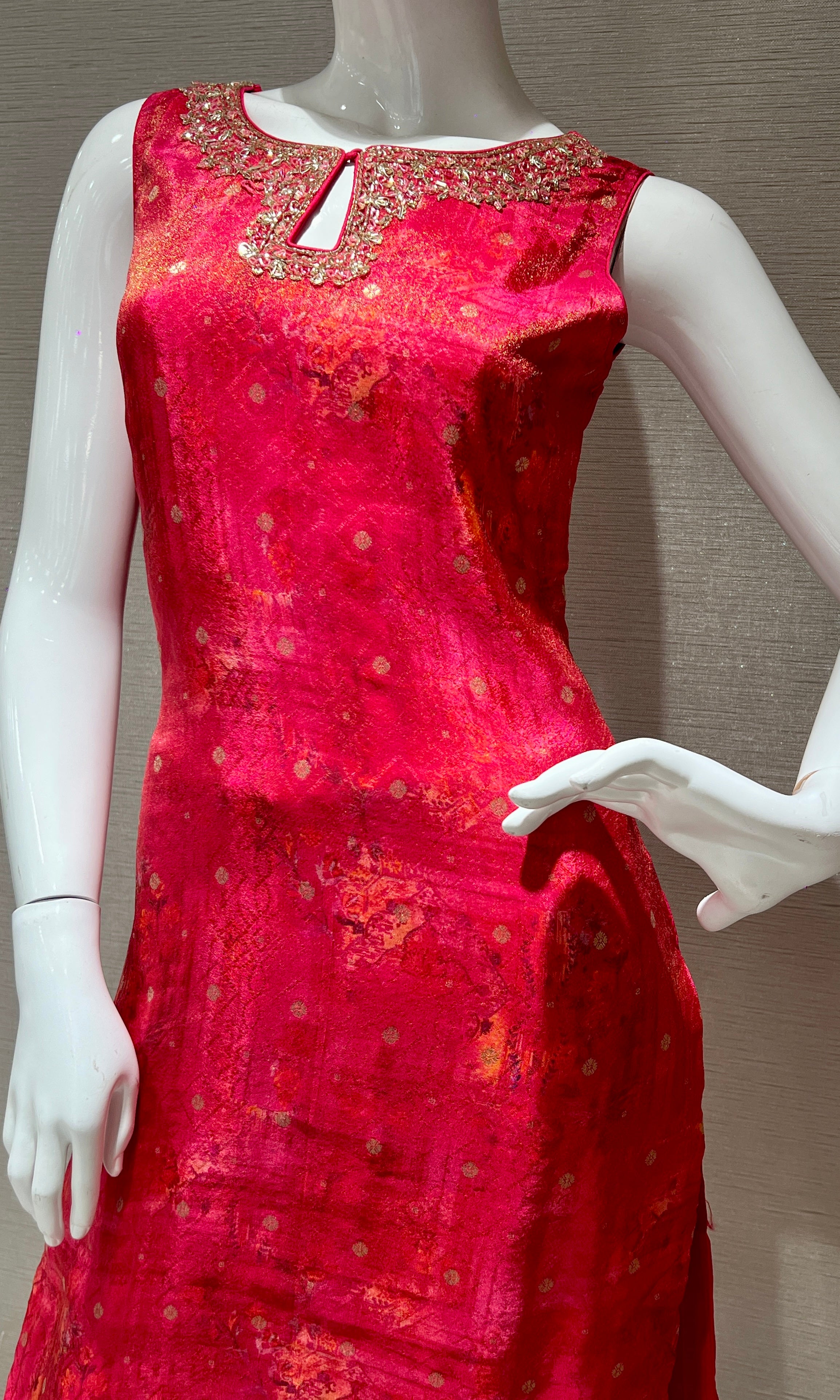 Pink Kurta Set with Embroidered Dupatta