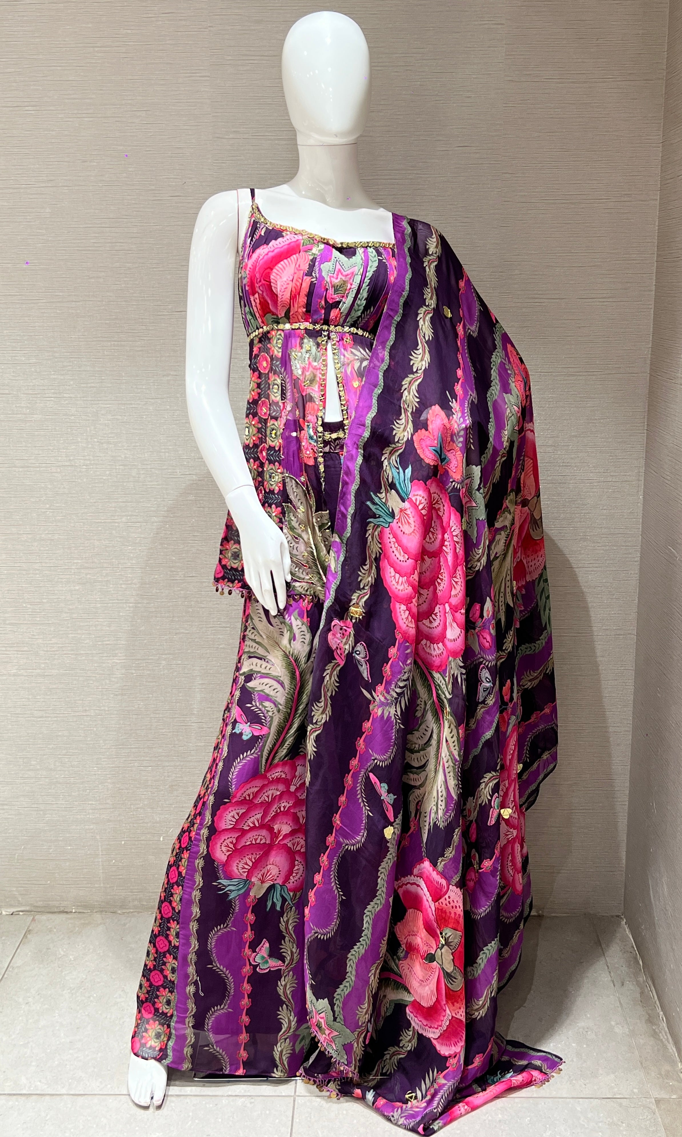 Purple floral fantasy palazoo