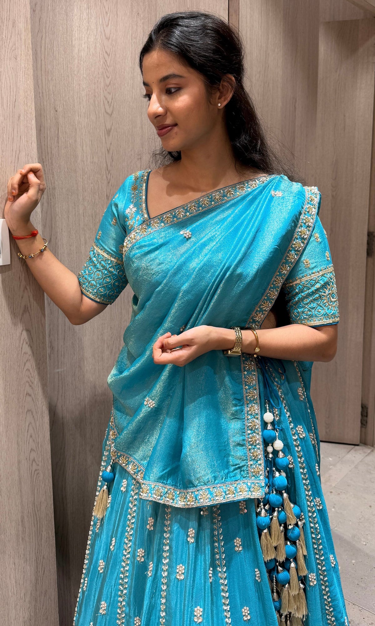 Blue Lehenga with zari wok Embroidery