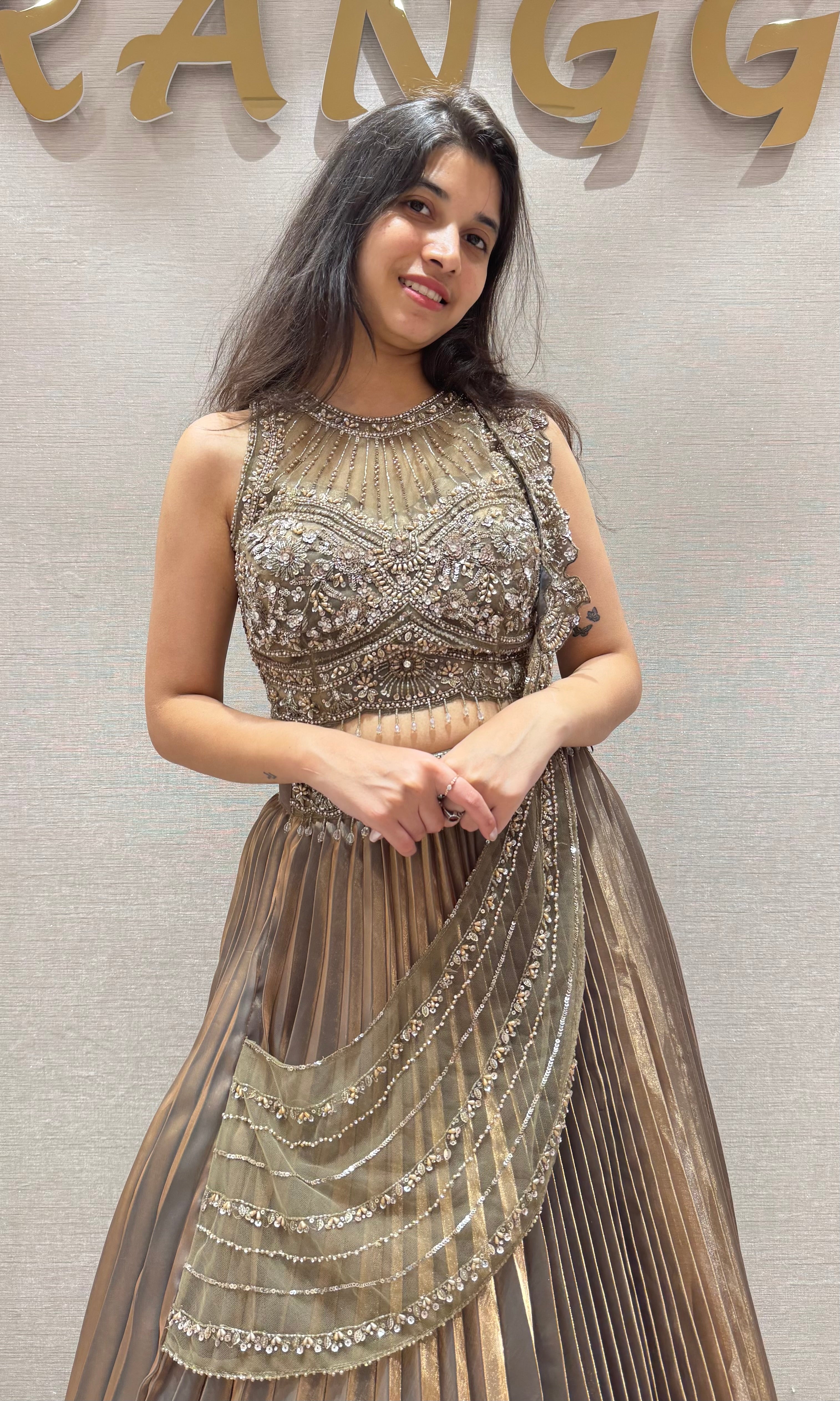 Green GLOW Lehenga WITH HALTER NECK BLOUSE