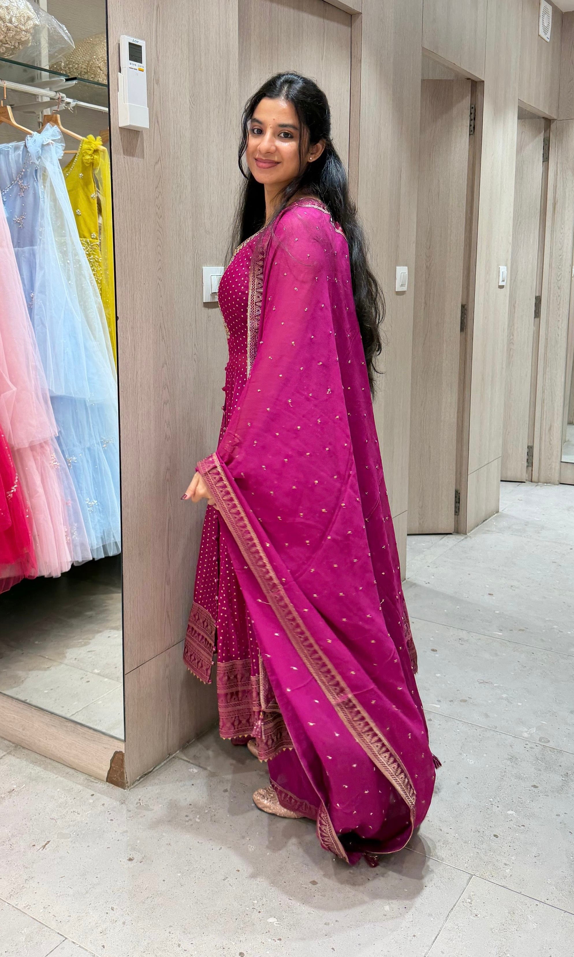 violet GOLDEN ENBROIDERED Anarkali