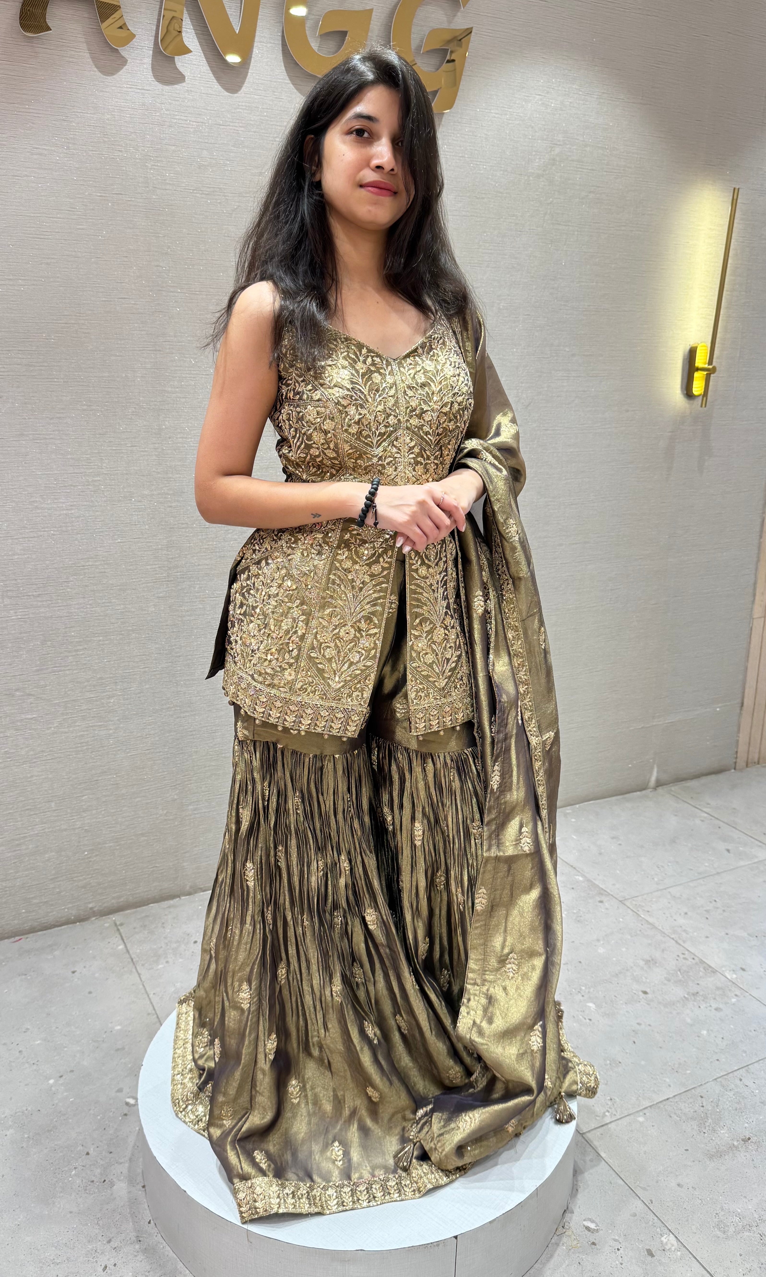 COPPER GOLD SHARARA SET