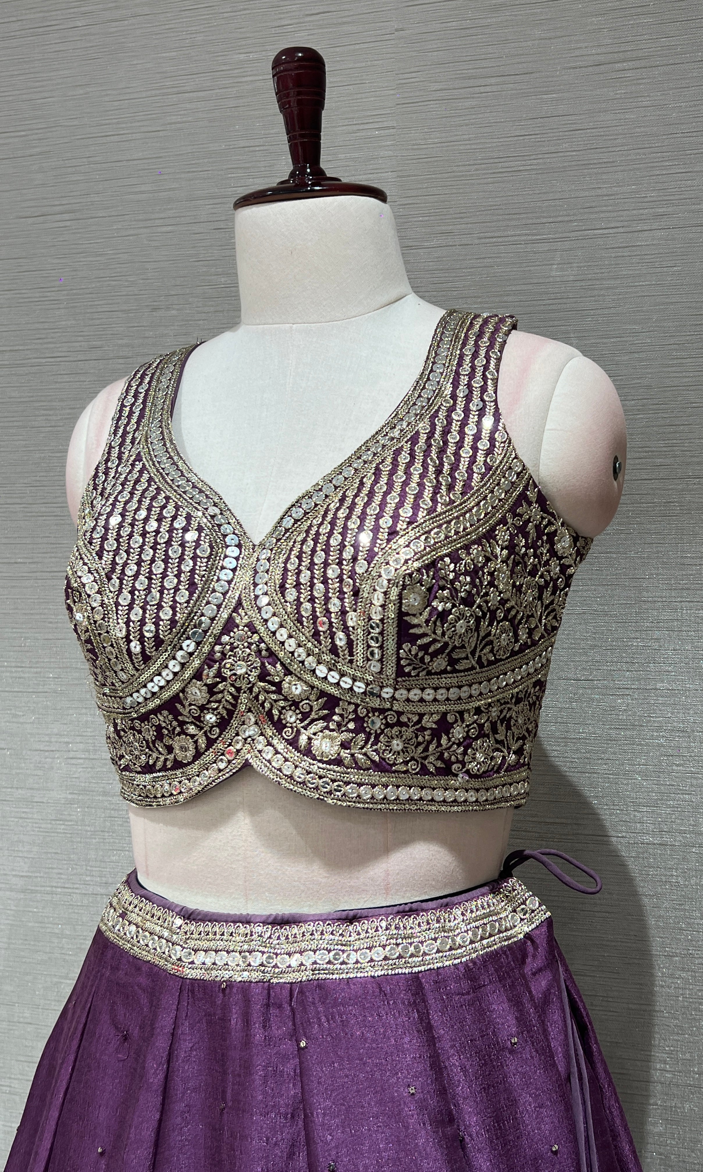 Wine GOLD EMBROIDERED Lehenga