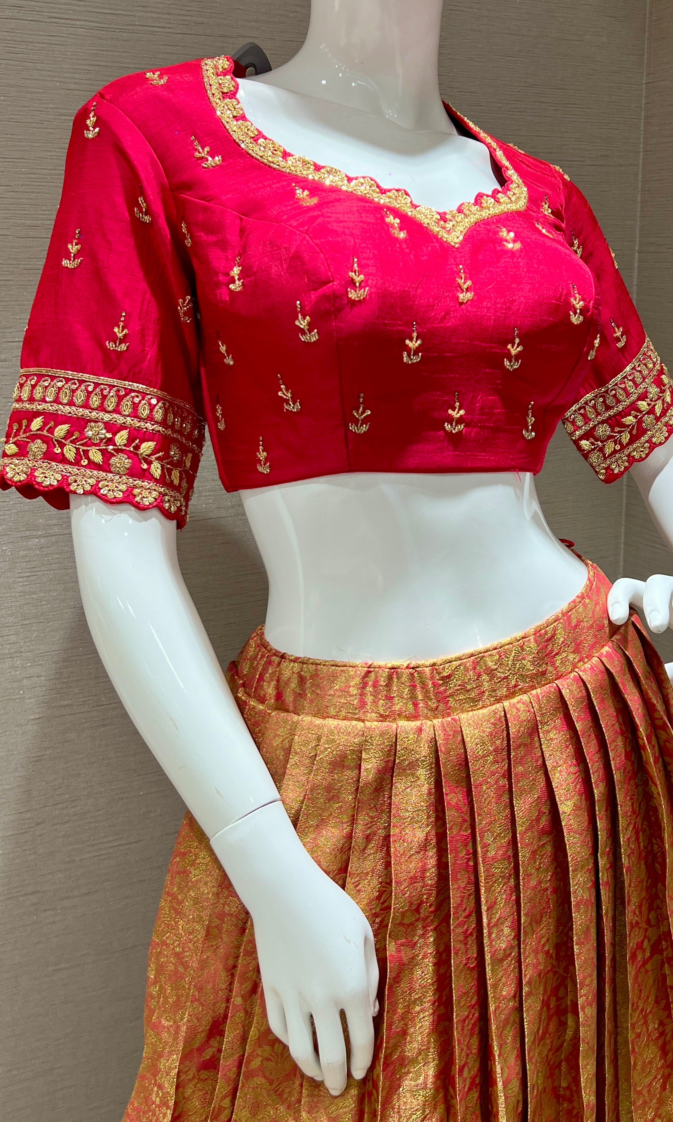 Banarasi Beauty – Red & Gold Traditional Lehenga Set