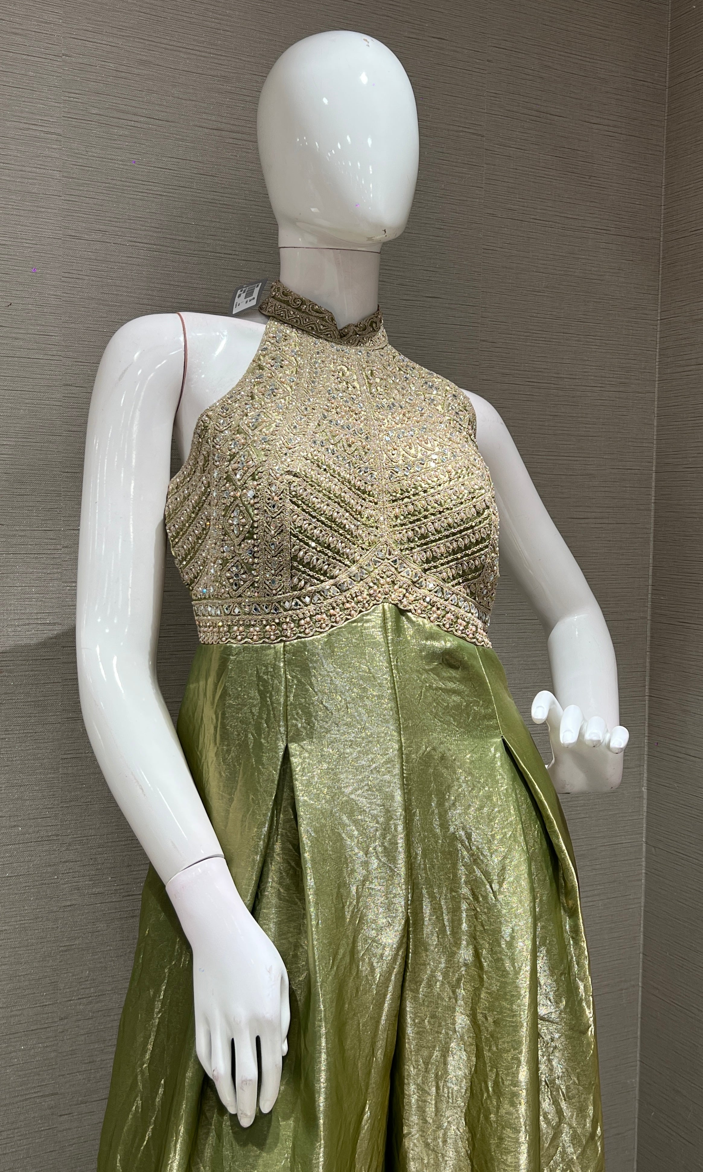 PISTA GREEN EMBROIDERED JUMPSUIT