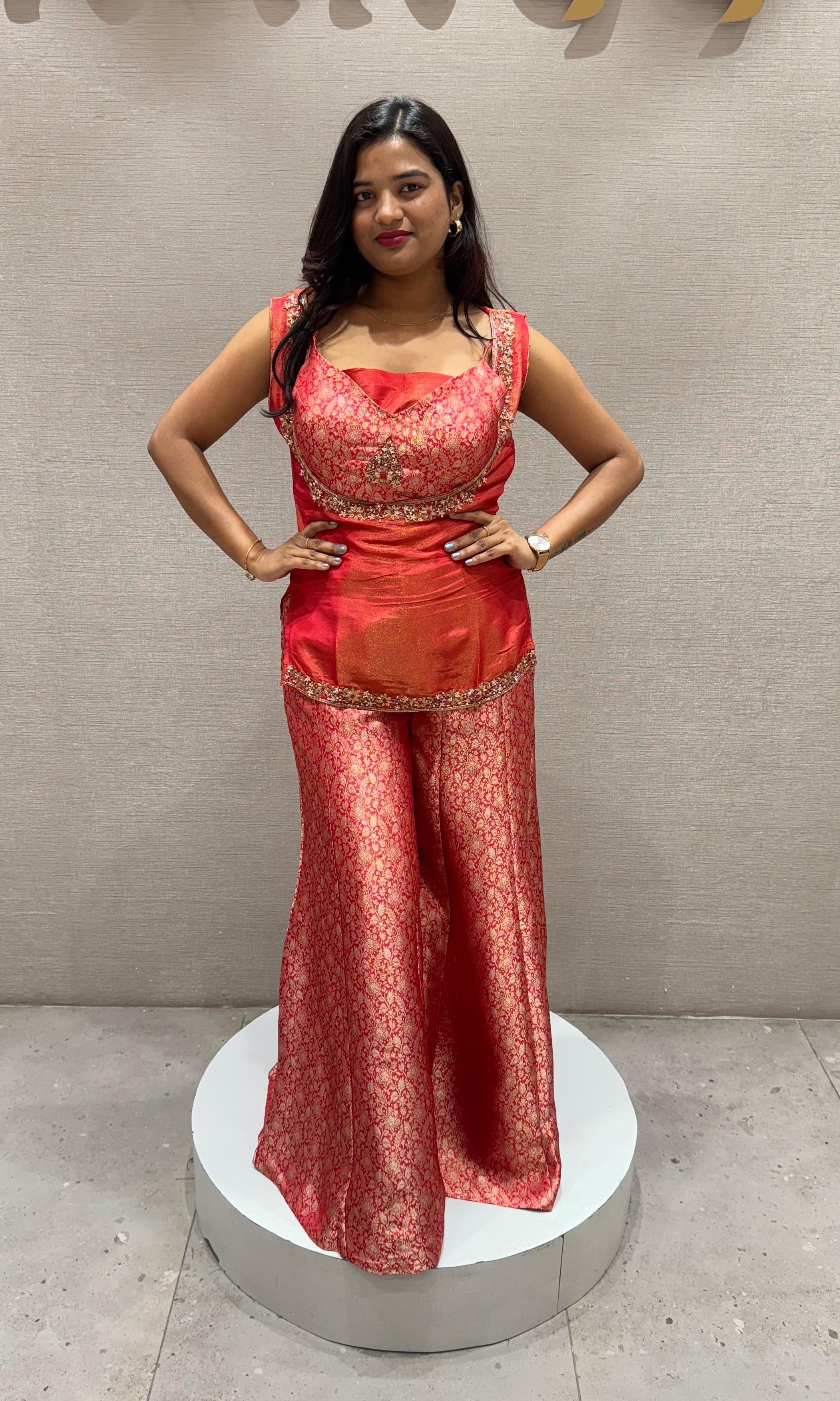 Red BANARASI PALAZZO SET