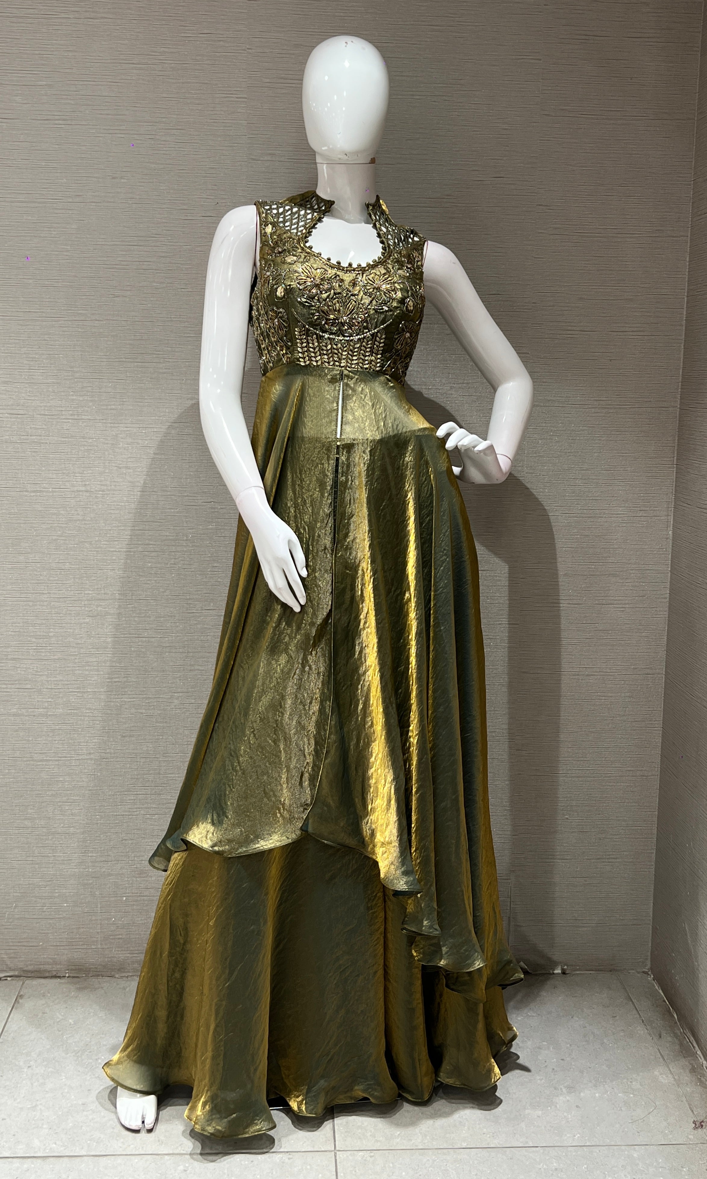 Olive Green Halter Neck ANARKALI
