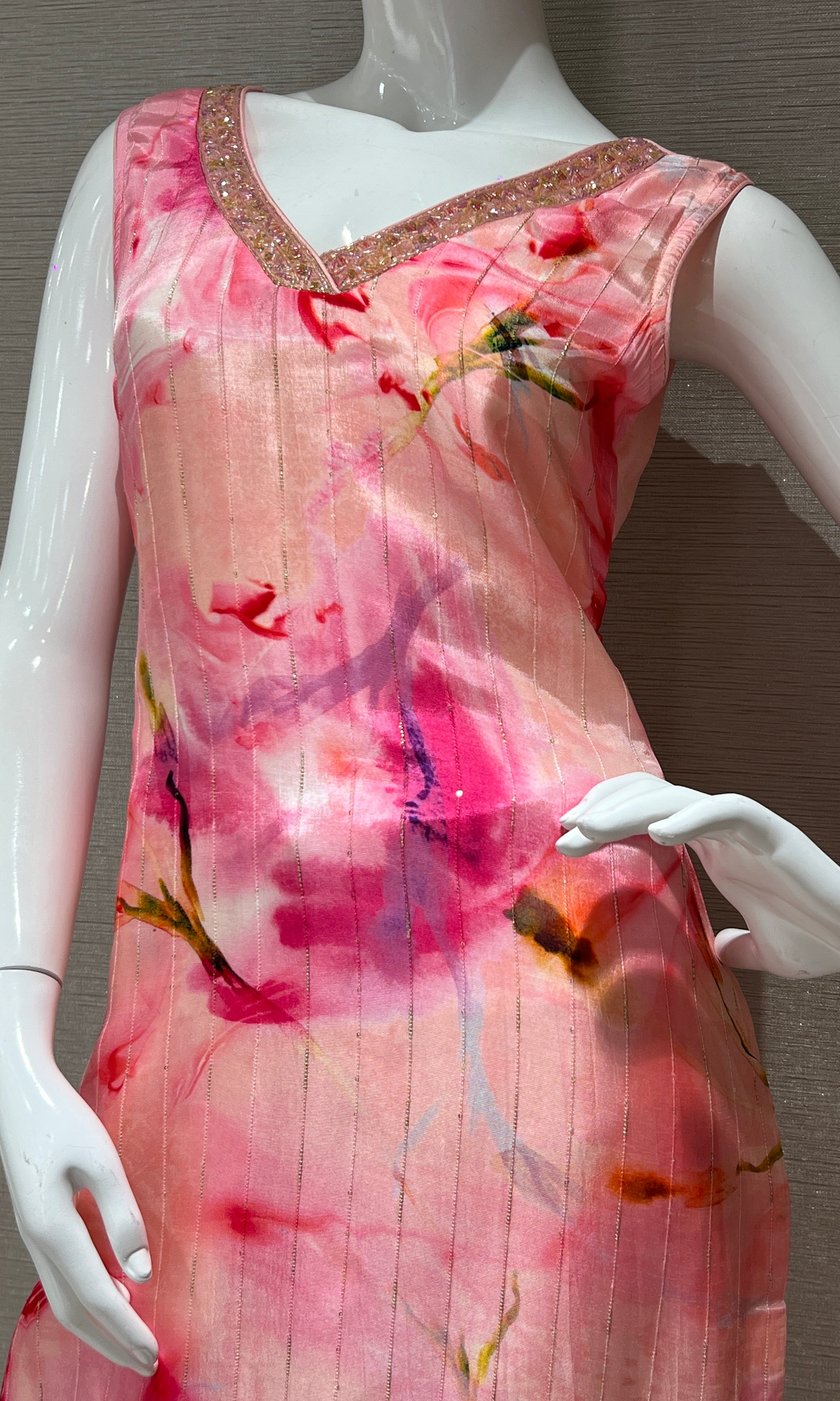 Baby pink kurta set with chiffon dupatta