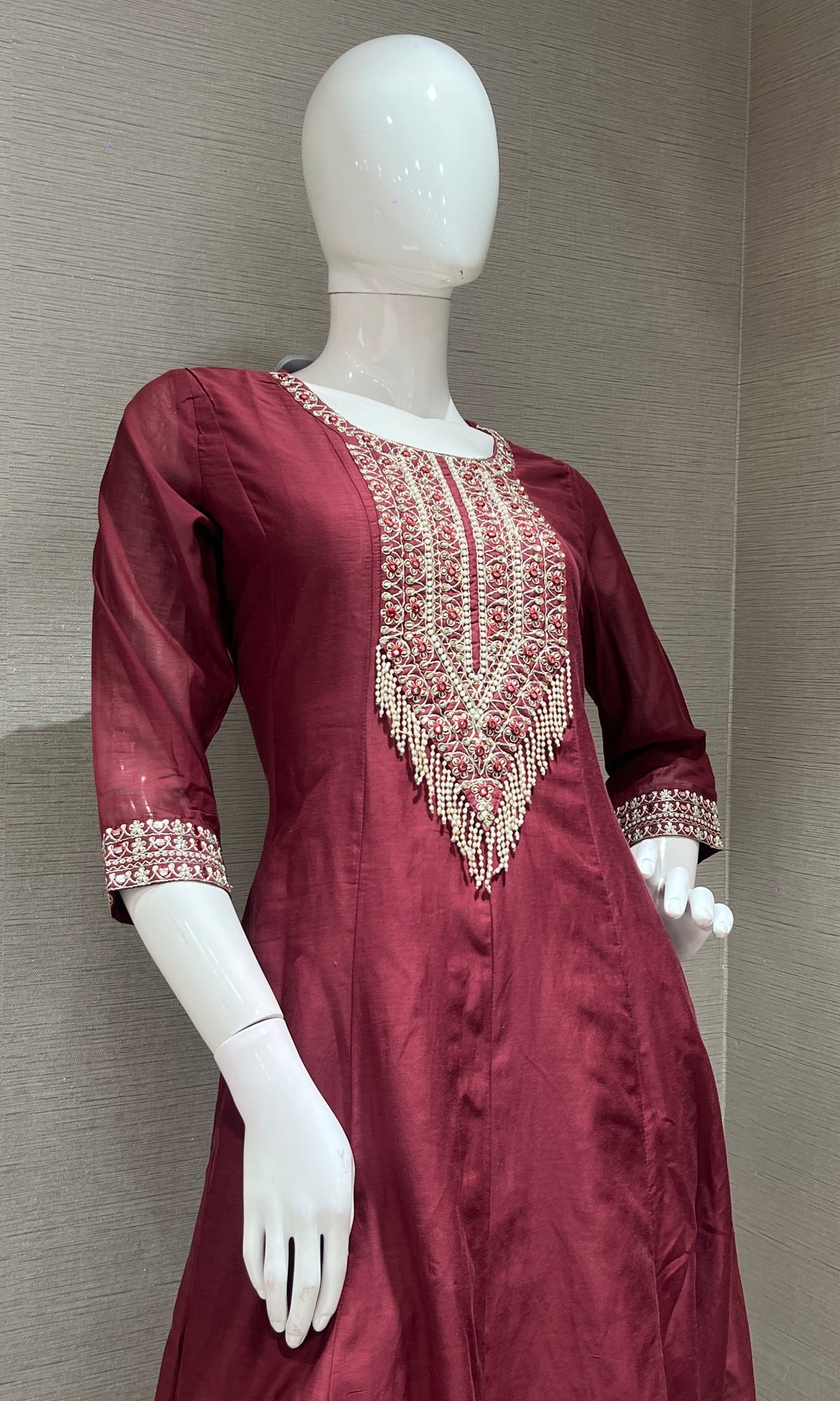 Maroon Anarkali KURTA SET