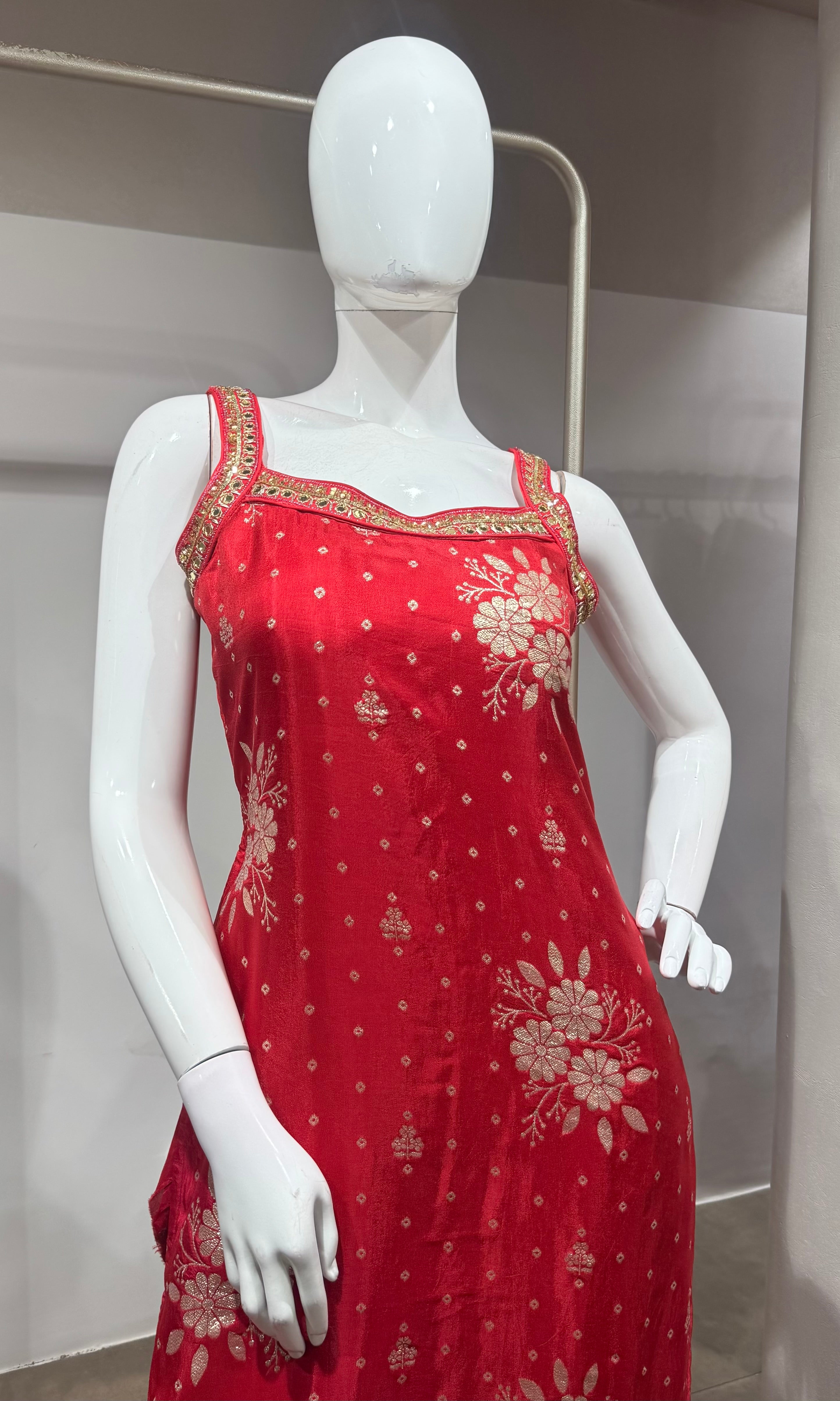 Rani Pink Embroidered Kurta Set with Dupatta