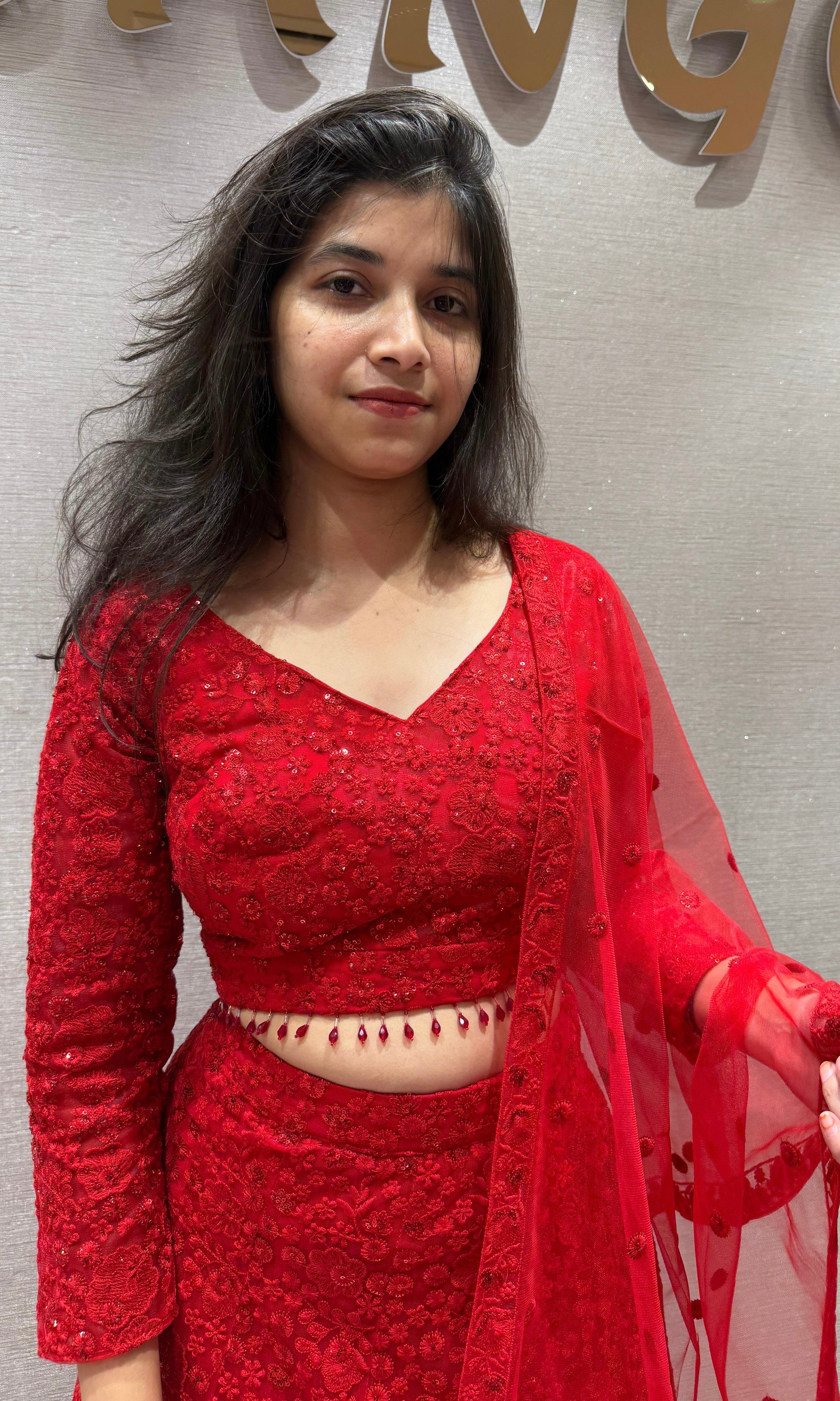 Ruby RED Sequins Lehenga