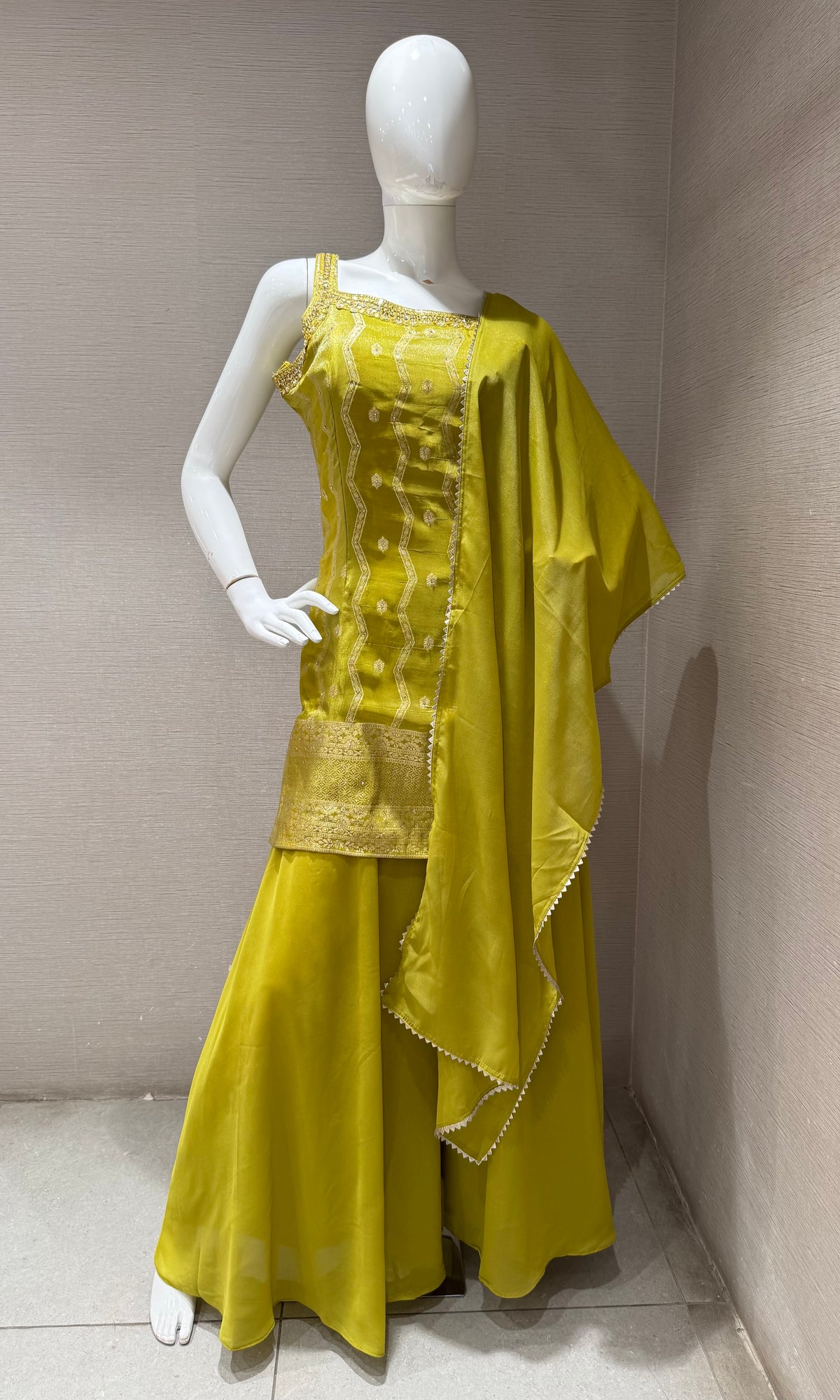 Mehendi Green Embellished Sharara Set with Dupatta