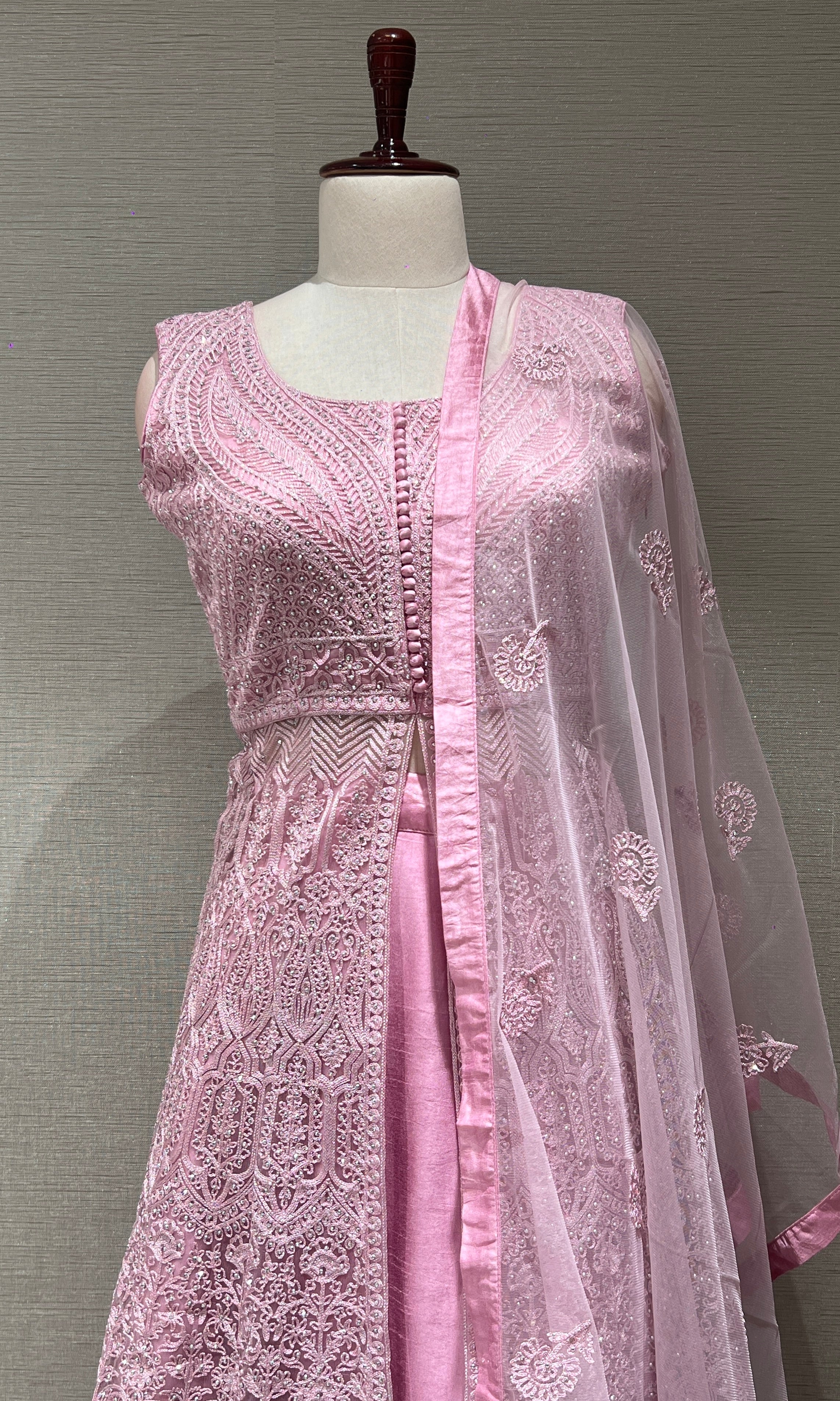 Baby pink Embroidered Front Slit Anarkali