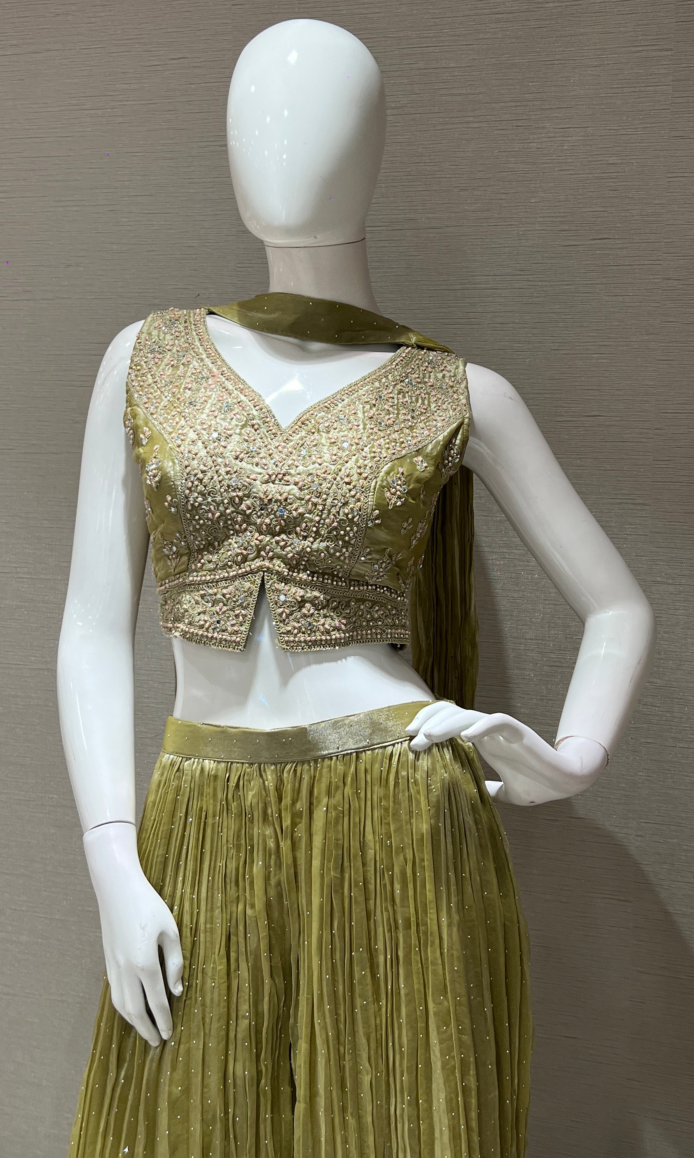 Green EMBROIDERED palazzo SET