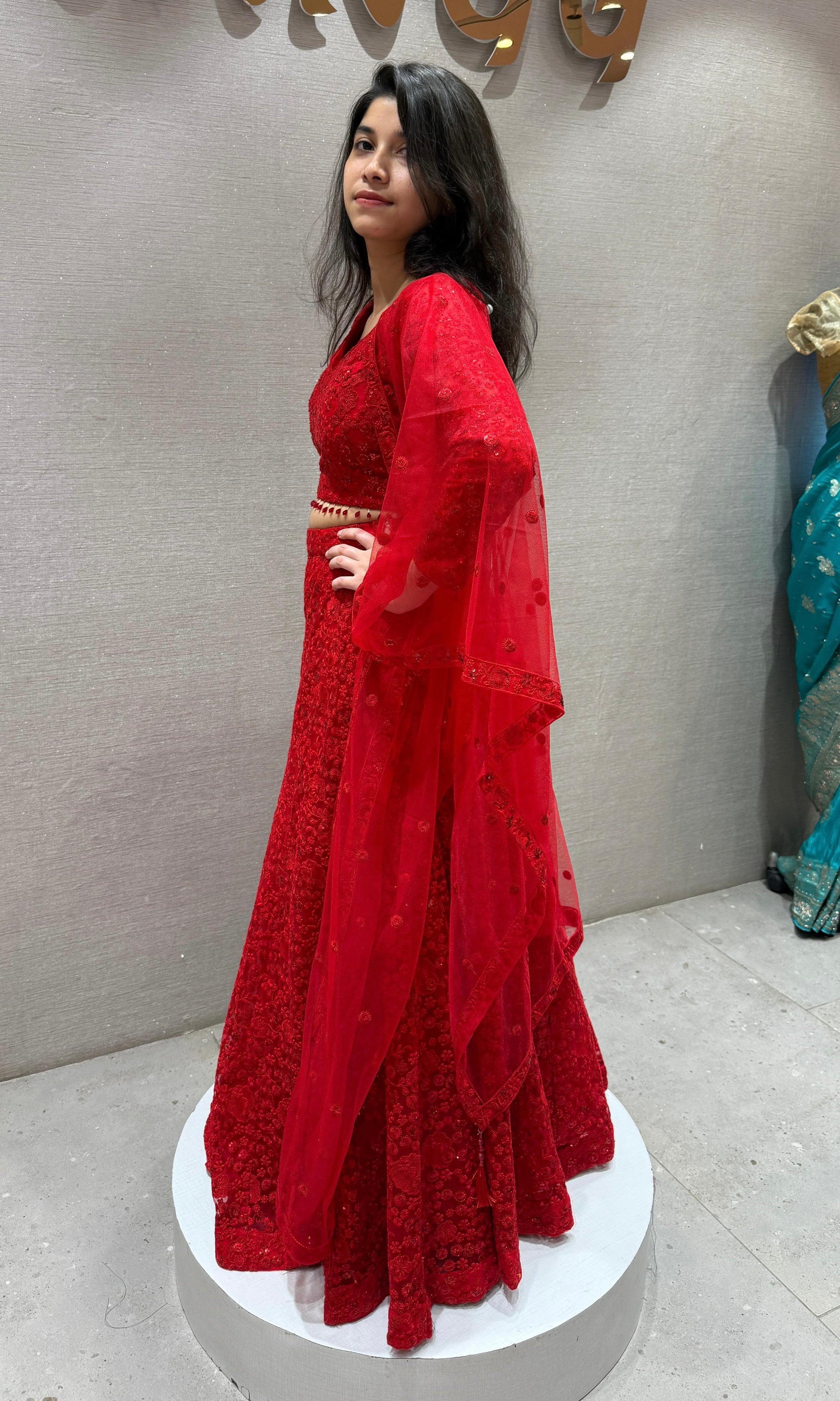 Ruby RED Sequins Lehenga