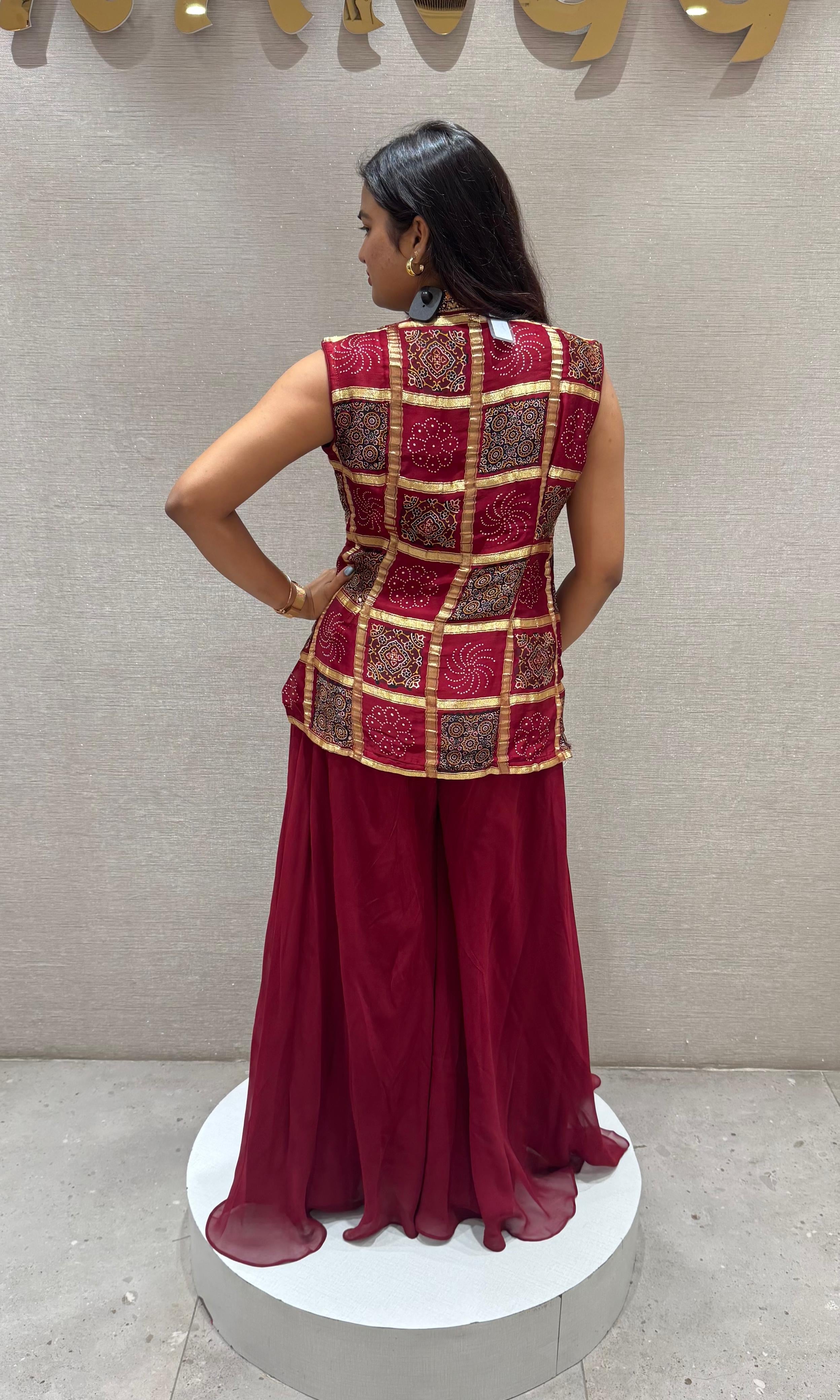 Maroon EMBROIDERED PALAZZO