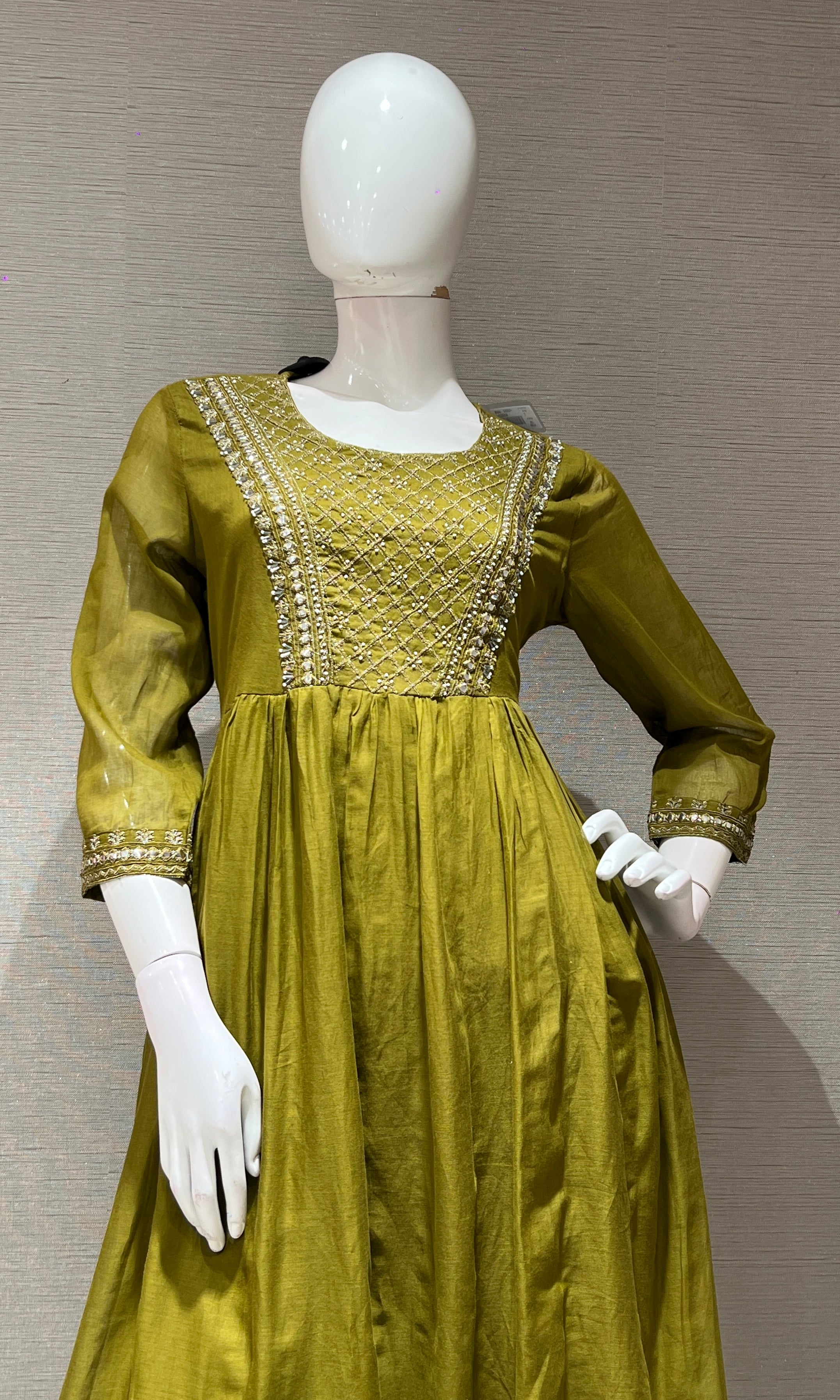 Mehandi green ANARKALI kurta set