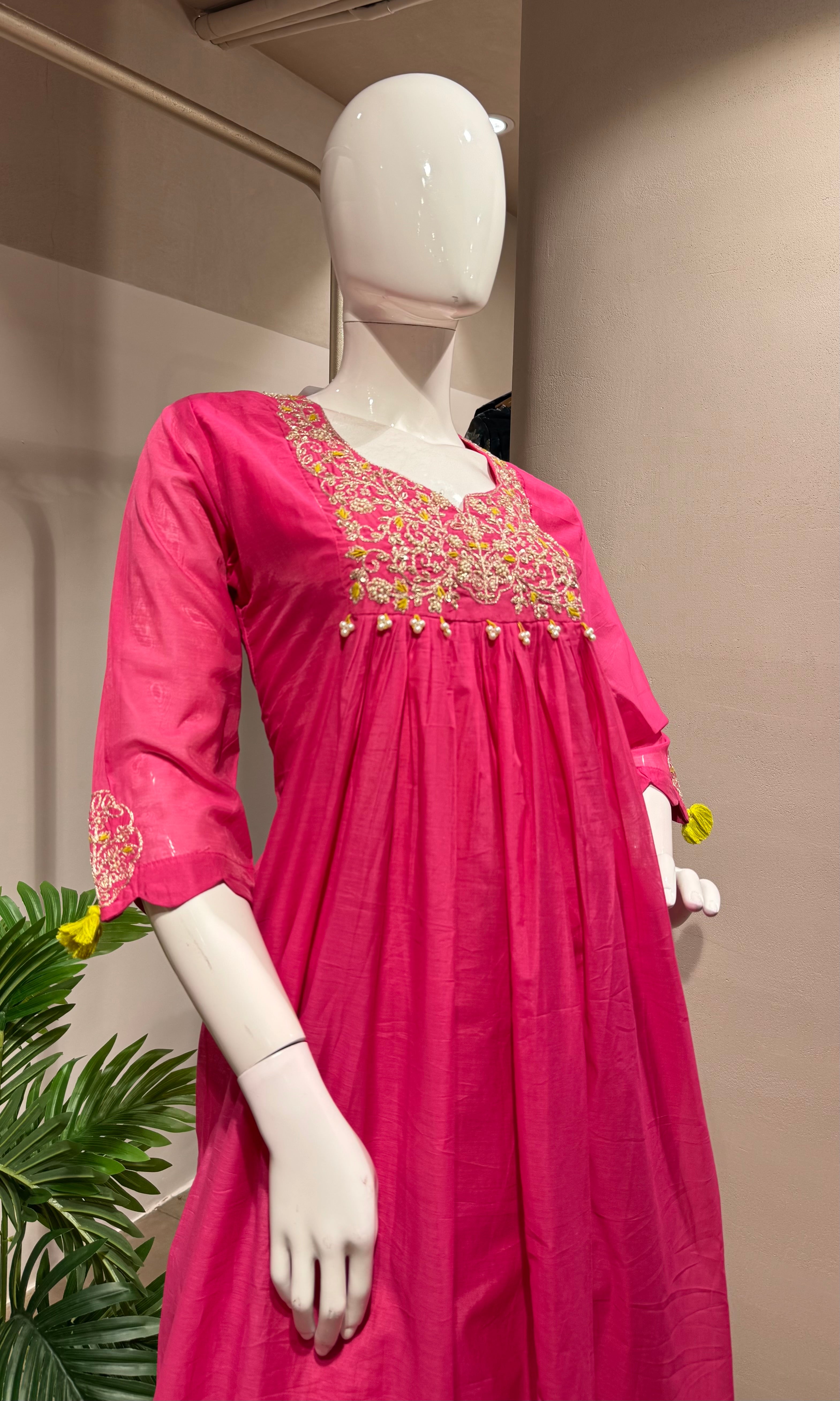 RANI Floral Embroidered Flared Suit with Dupatta