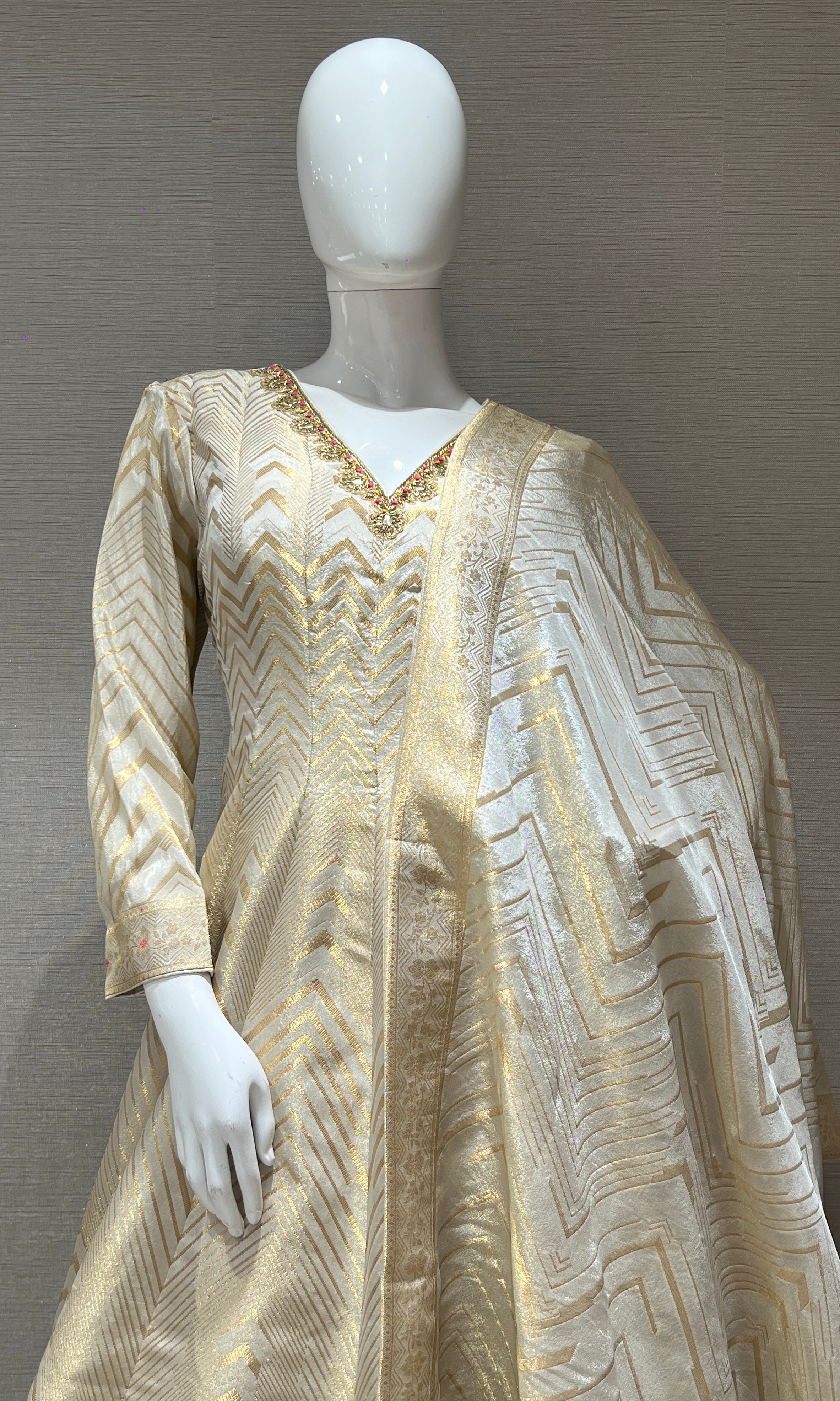 Golden Elegance Anarkali Set