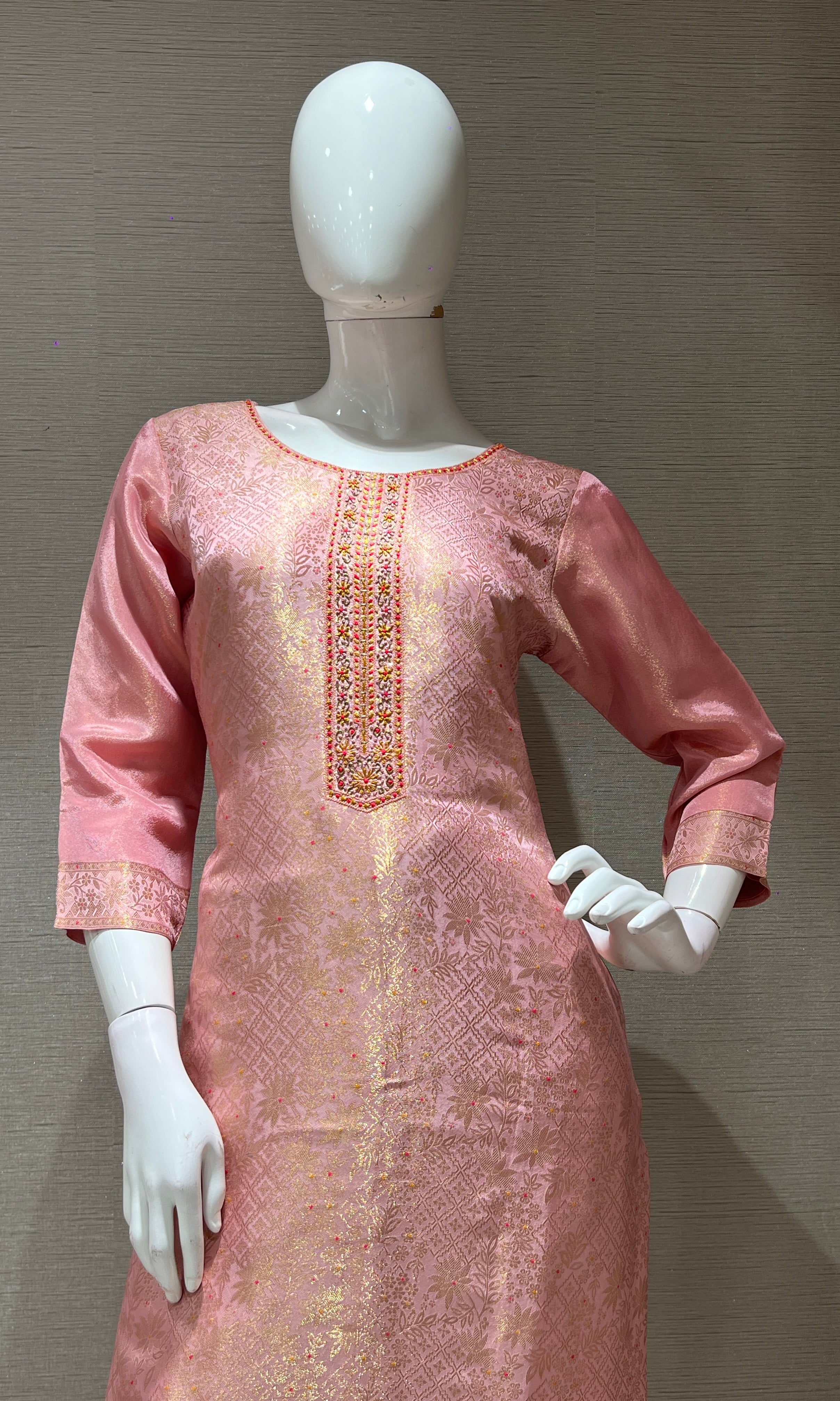 Peach golden kurta set