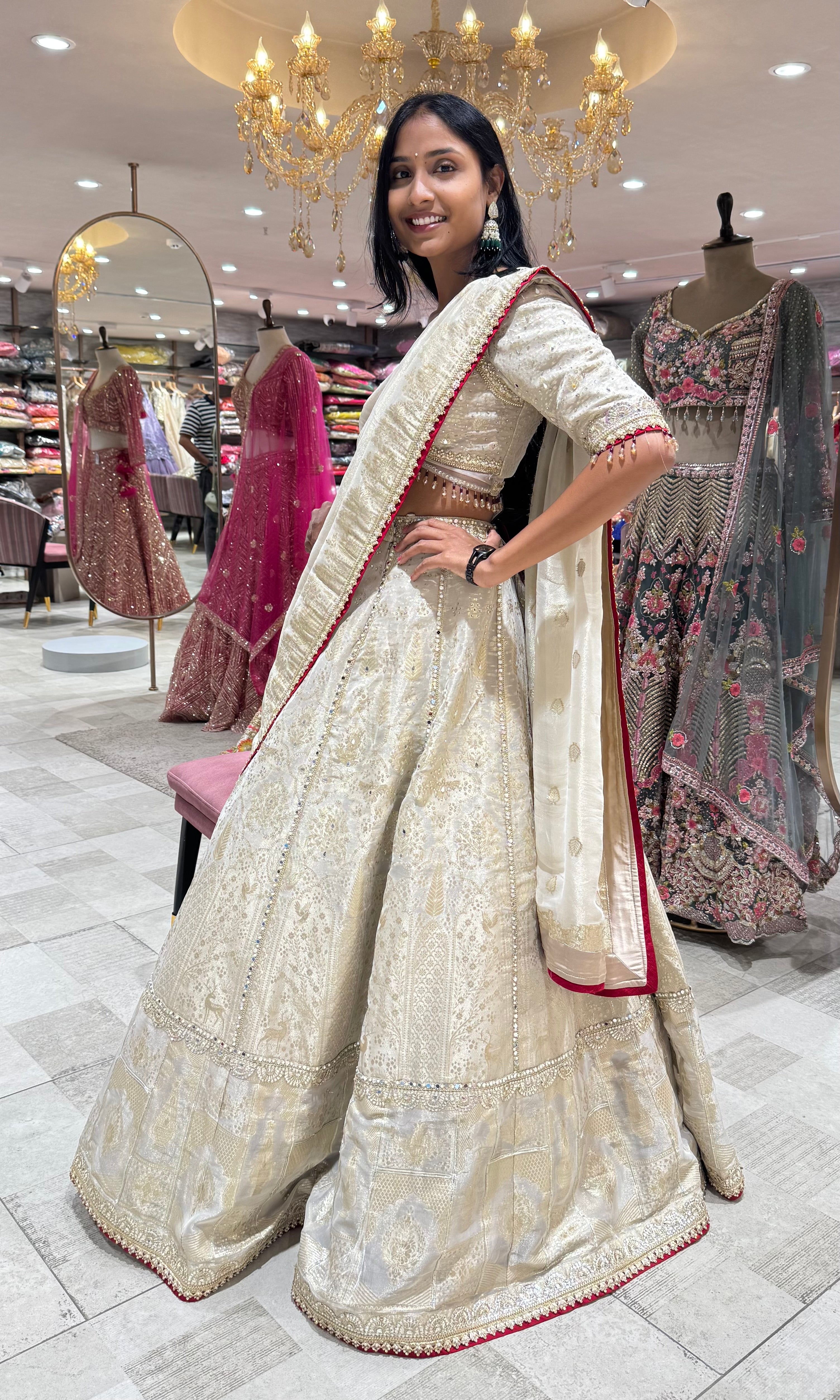 SILVER GOLDEN ETHNIC LEHENGA