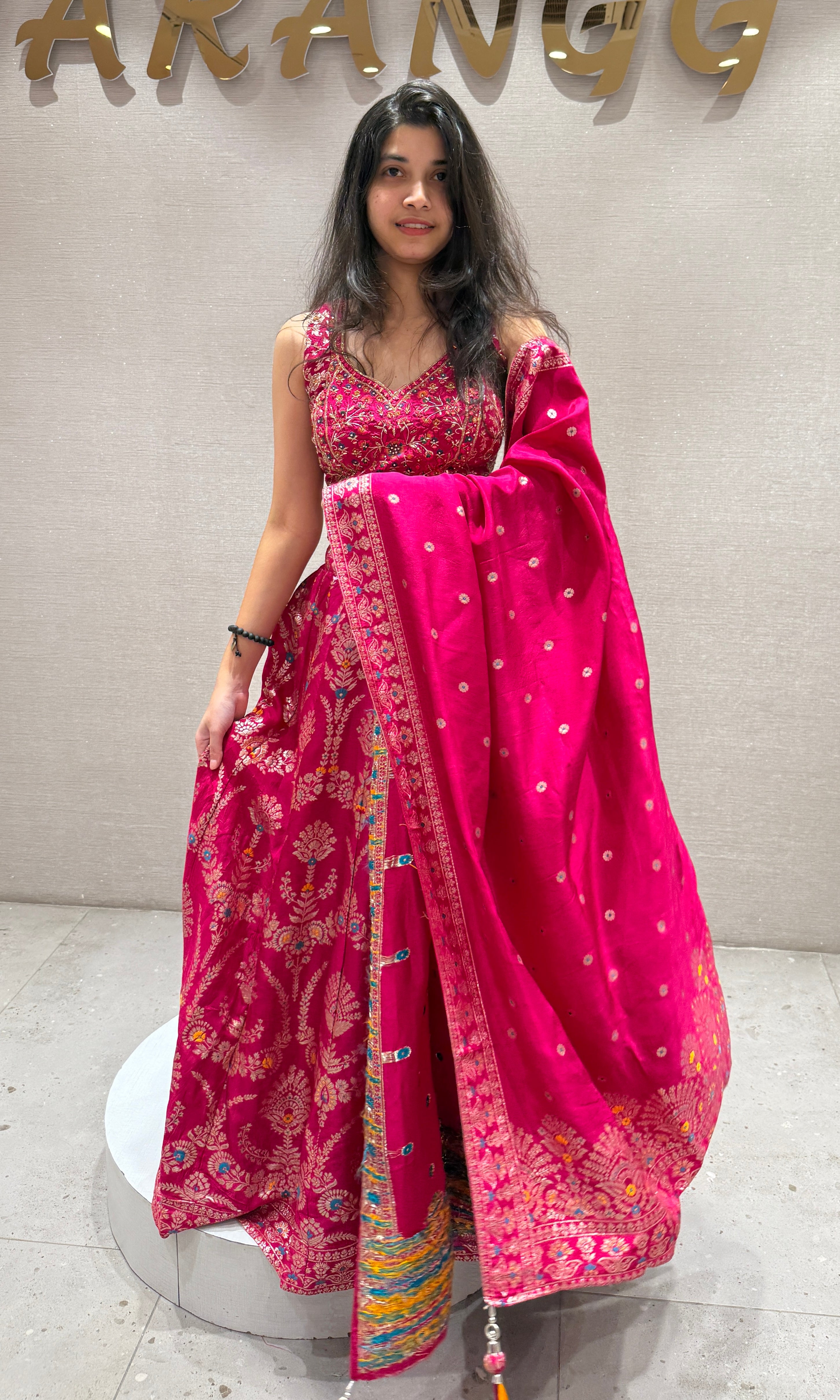 Pink Ethnic Floral Lehenga