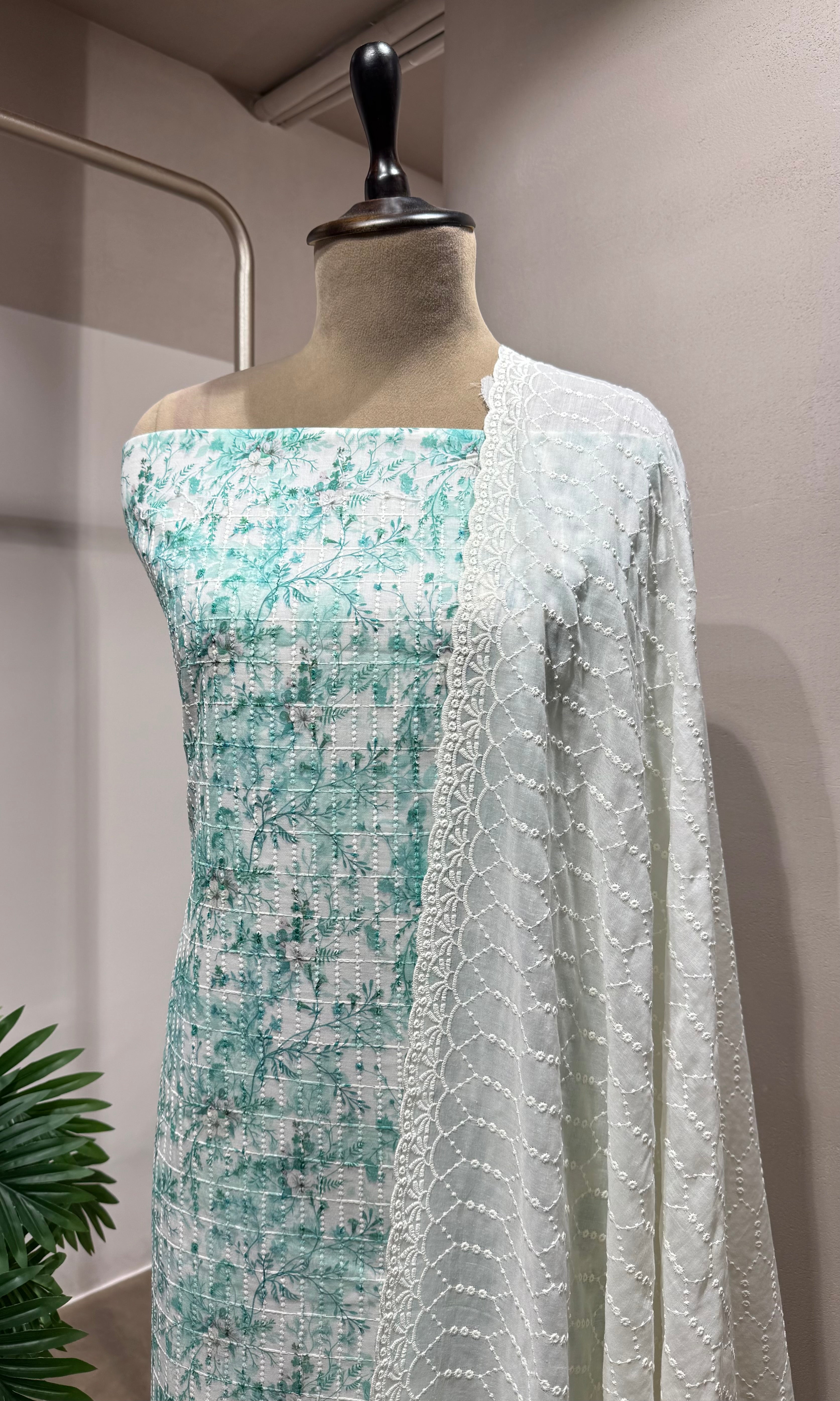 BLUE Embroidered DRESS MATERIAL