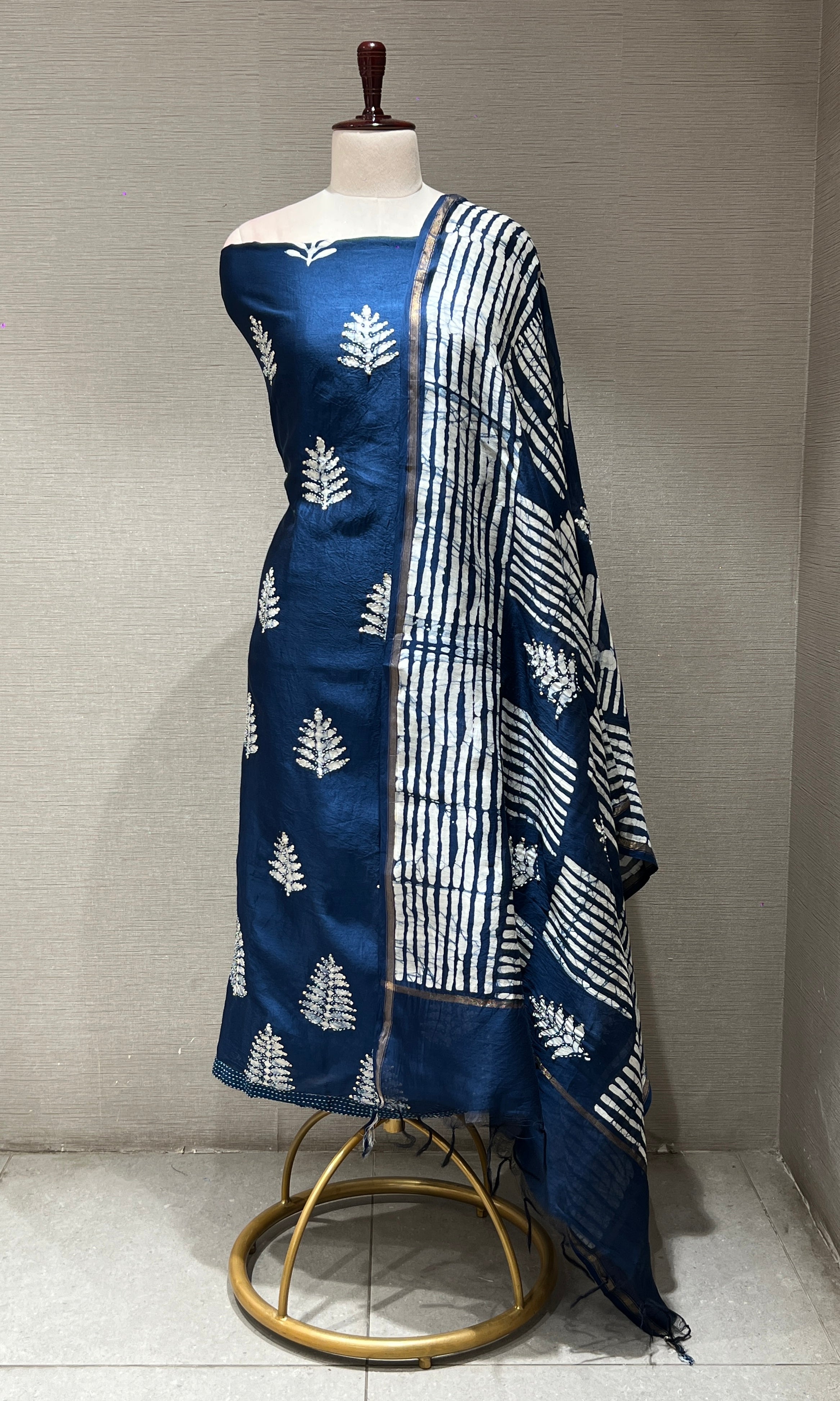 Navy blue dress material