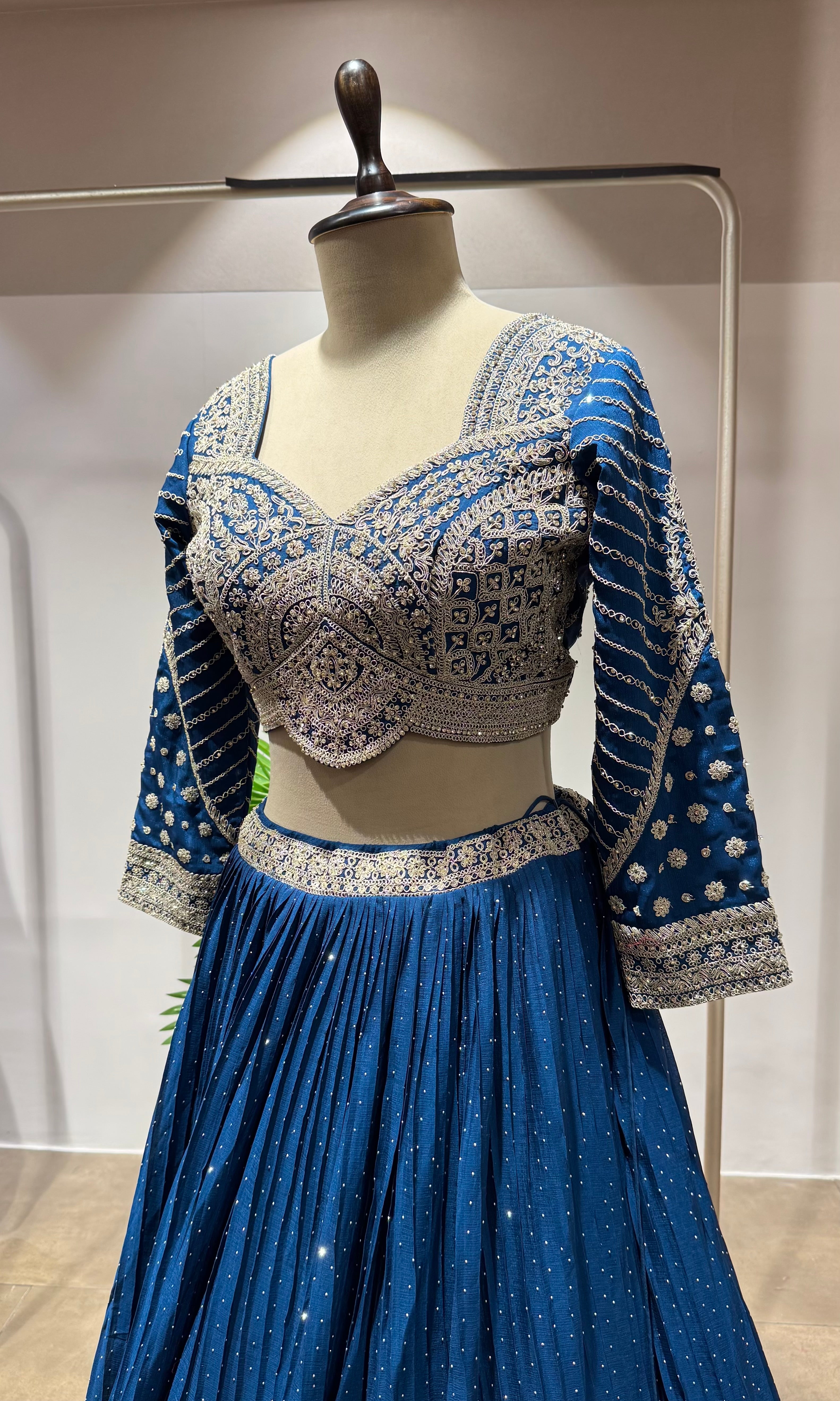 Royal Blue Lehenga with Intricate Zari Embroidery
