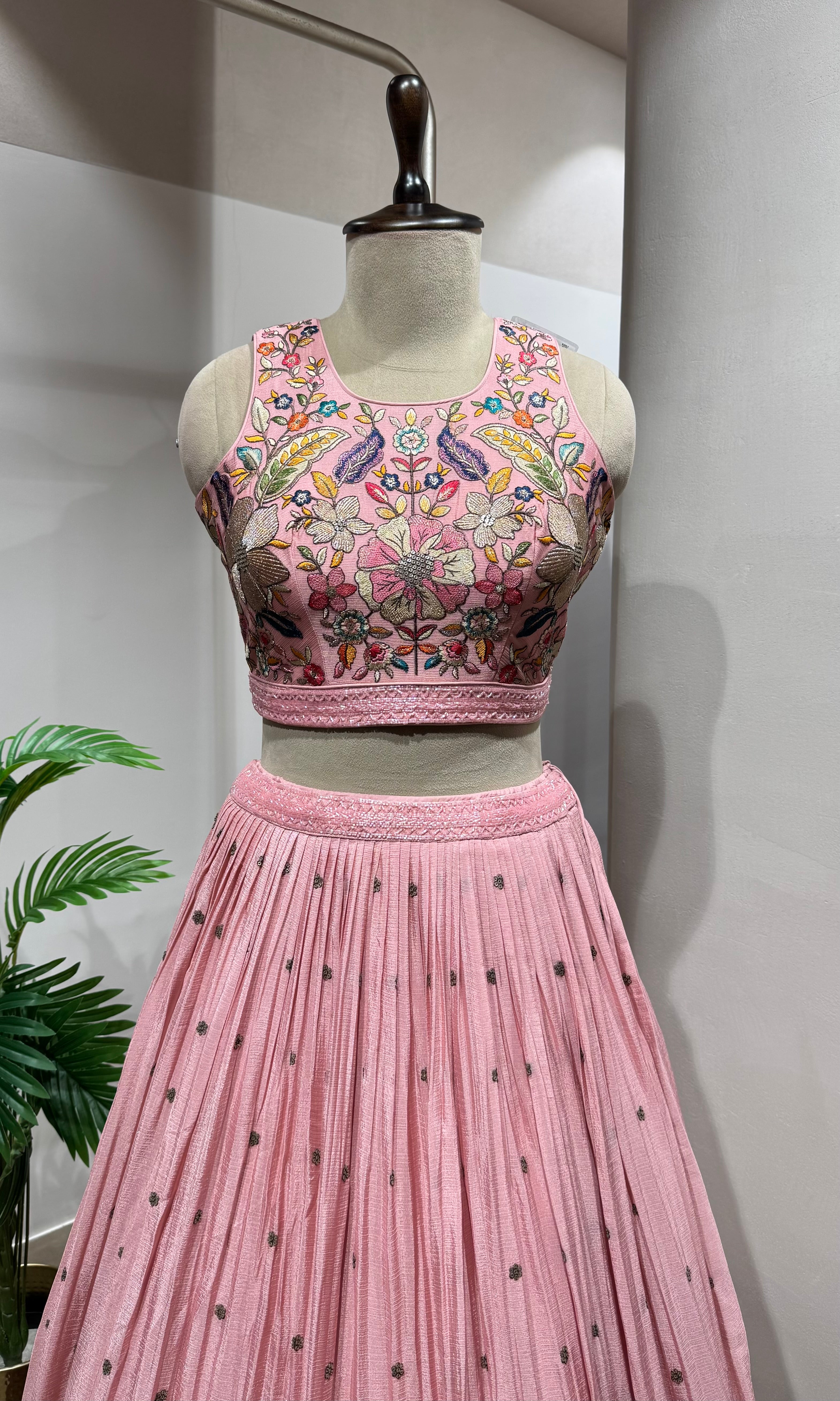 Blush Pink Lehenga Set with Embroidered BLOUSE
