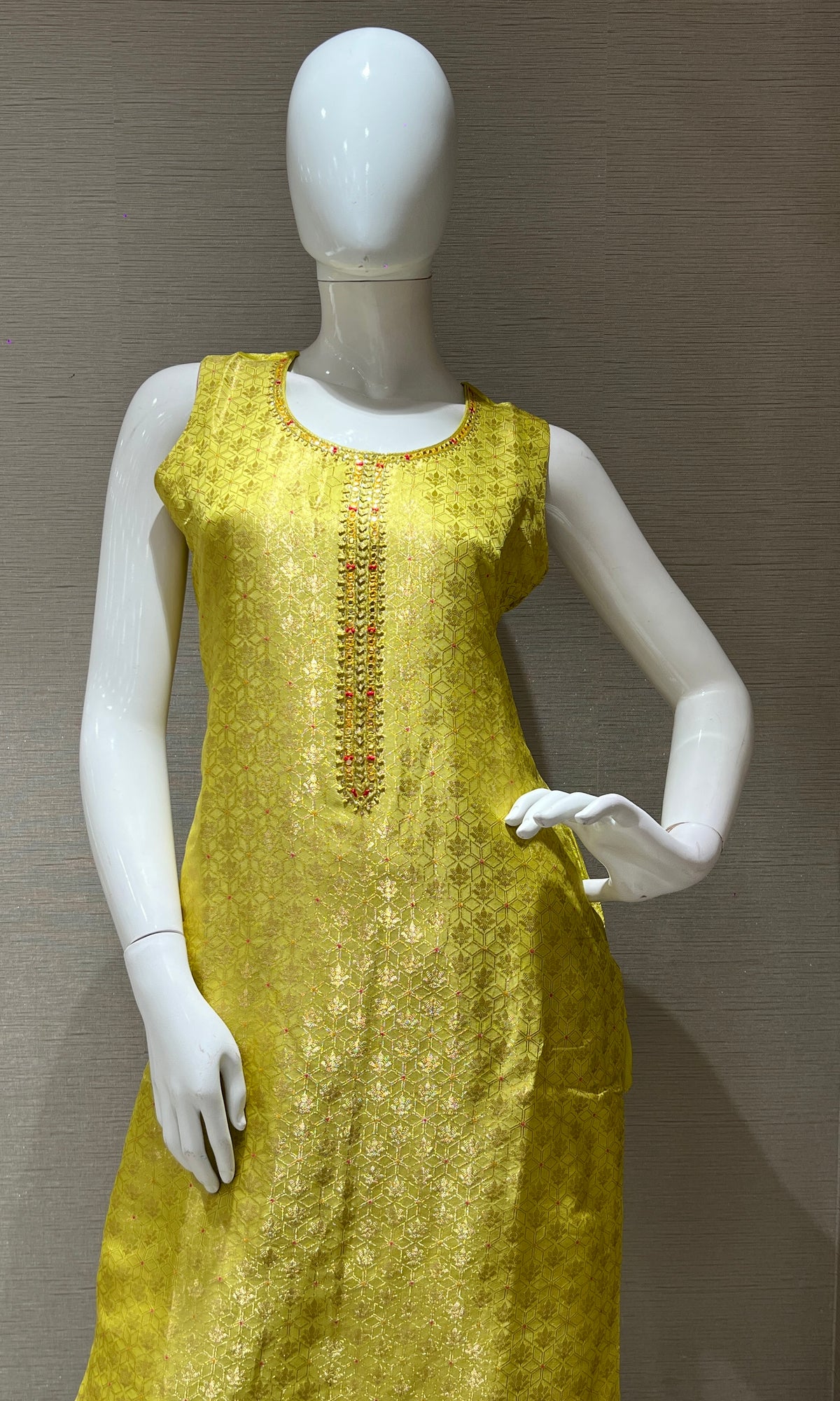 green shimmer silk kurta set
