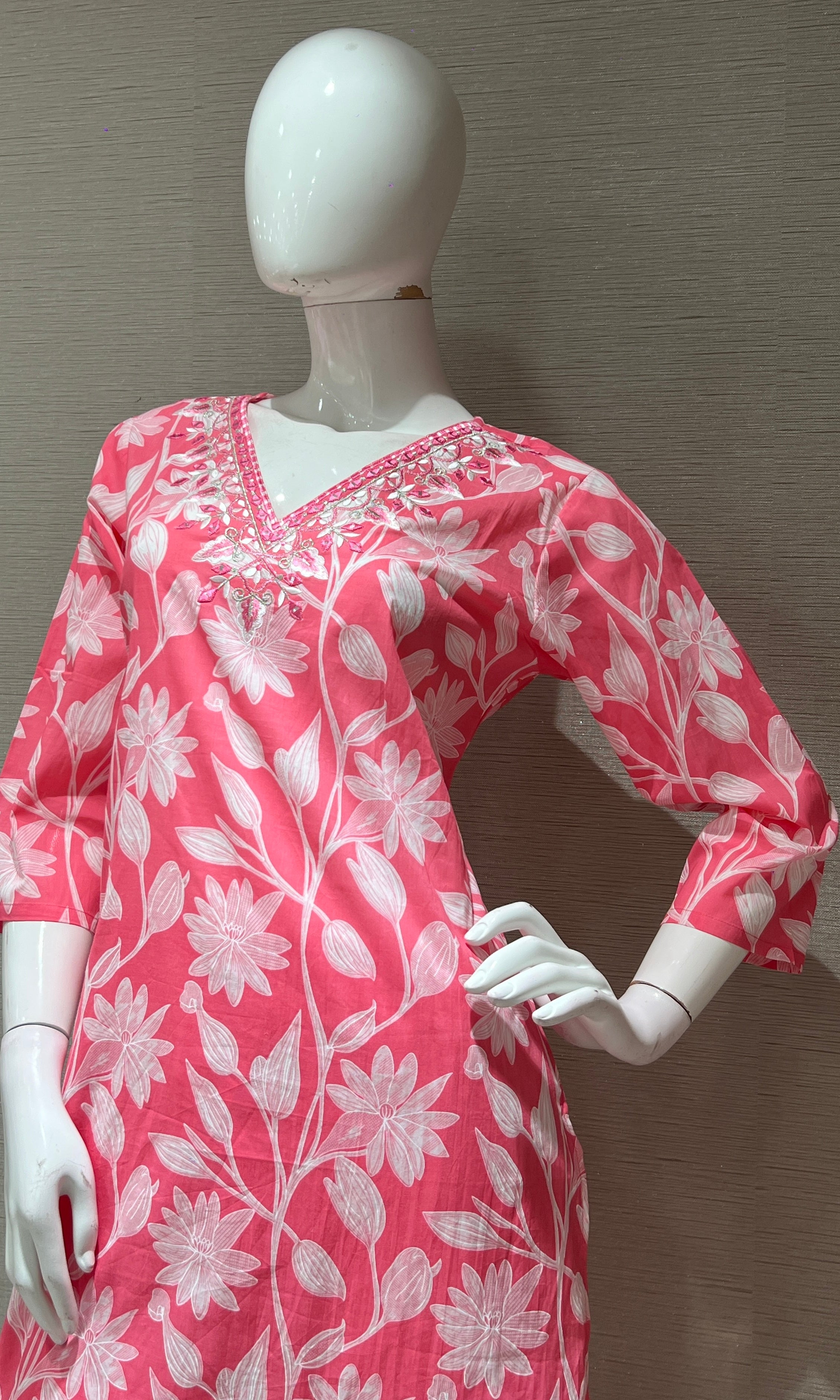 Pink FLORAL PRINT kurta set