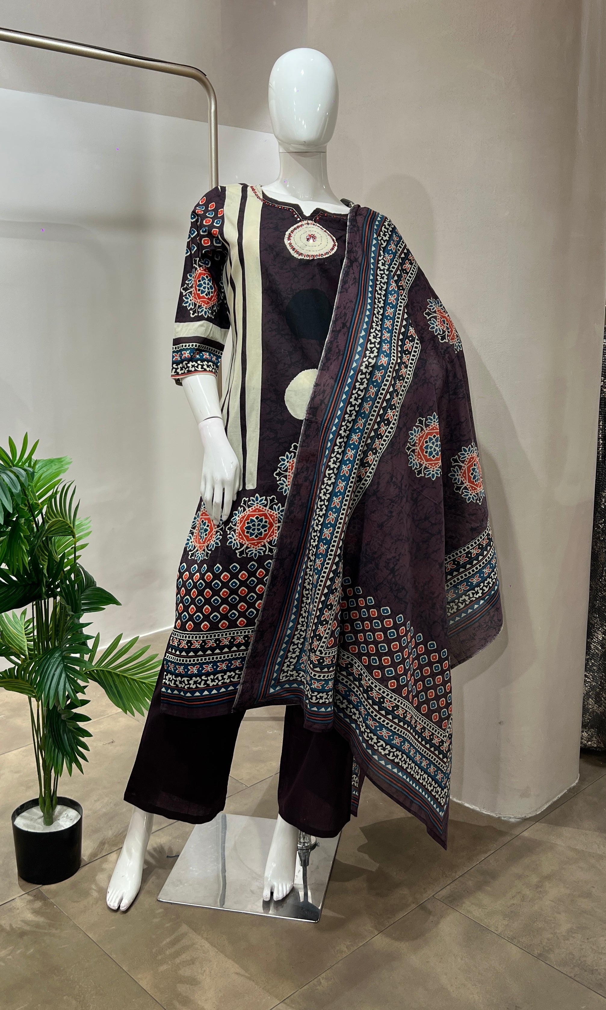 Wine EMBROIDERED kurta set