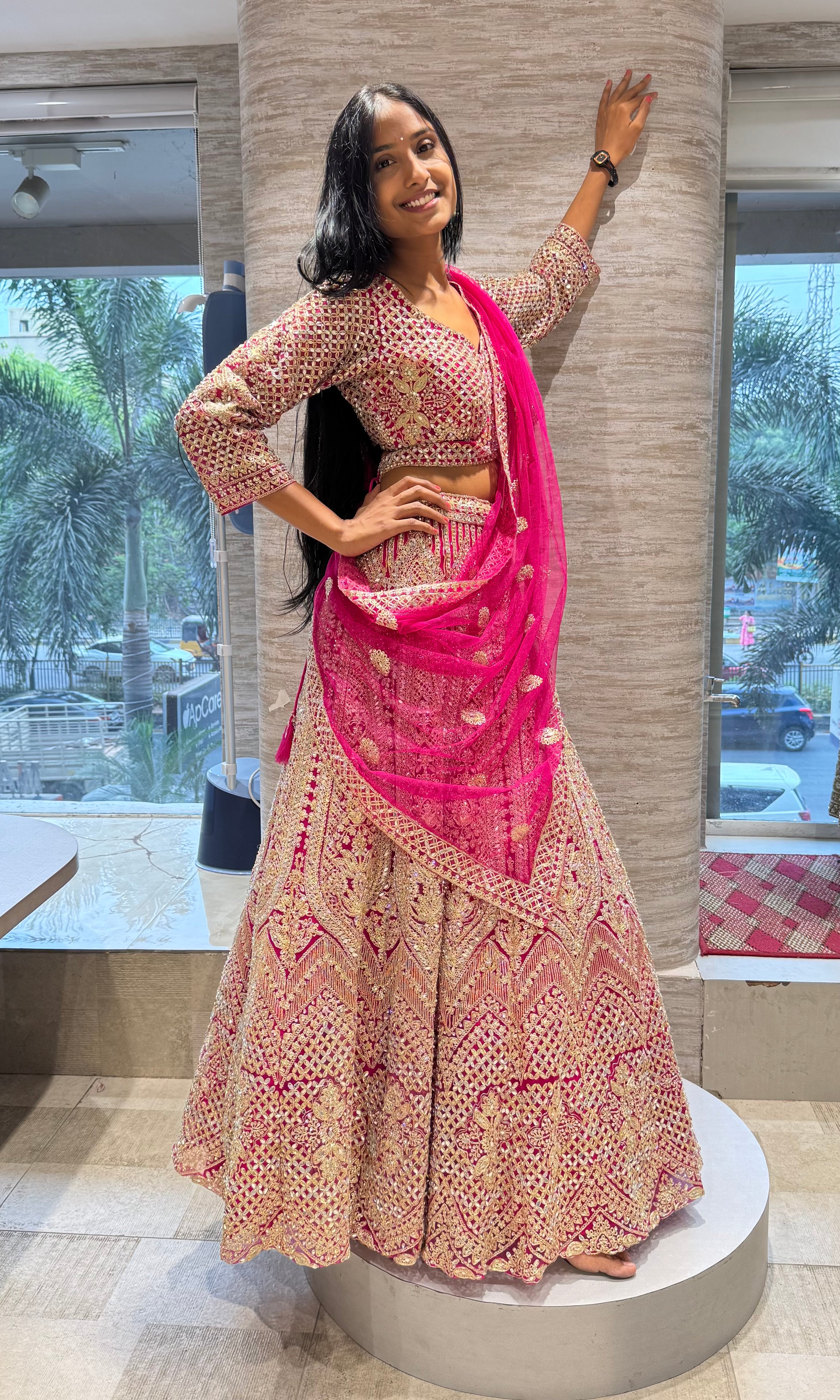 PINK INTRICATE EMBROIDERED LEHENGA