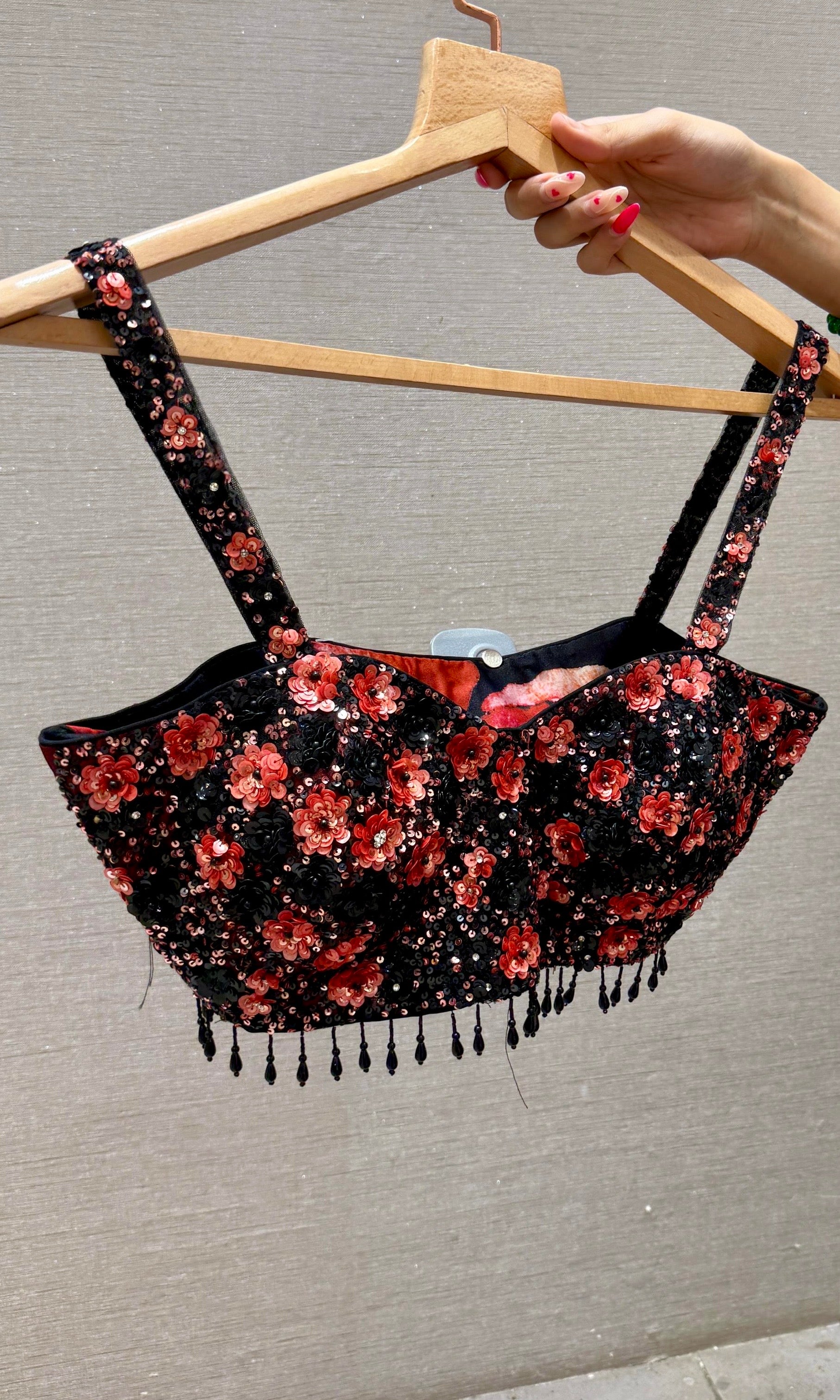 Black Floral Saree with ready blouse