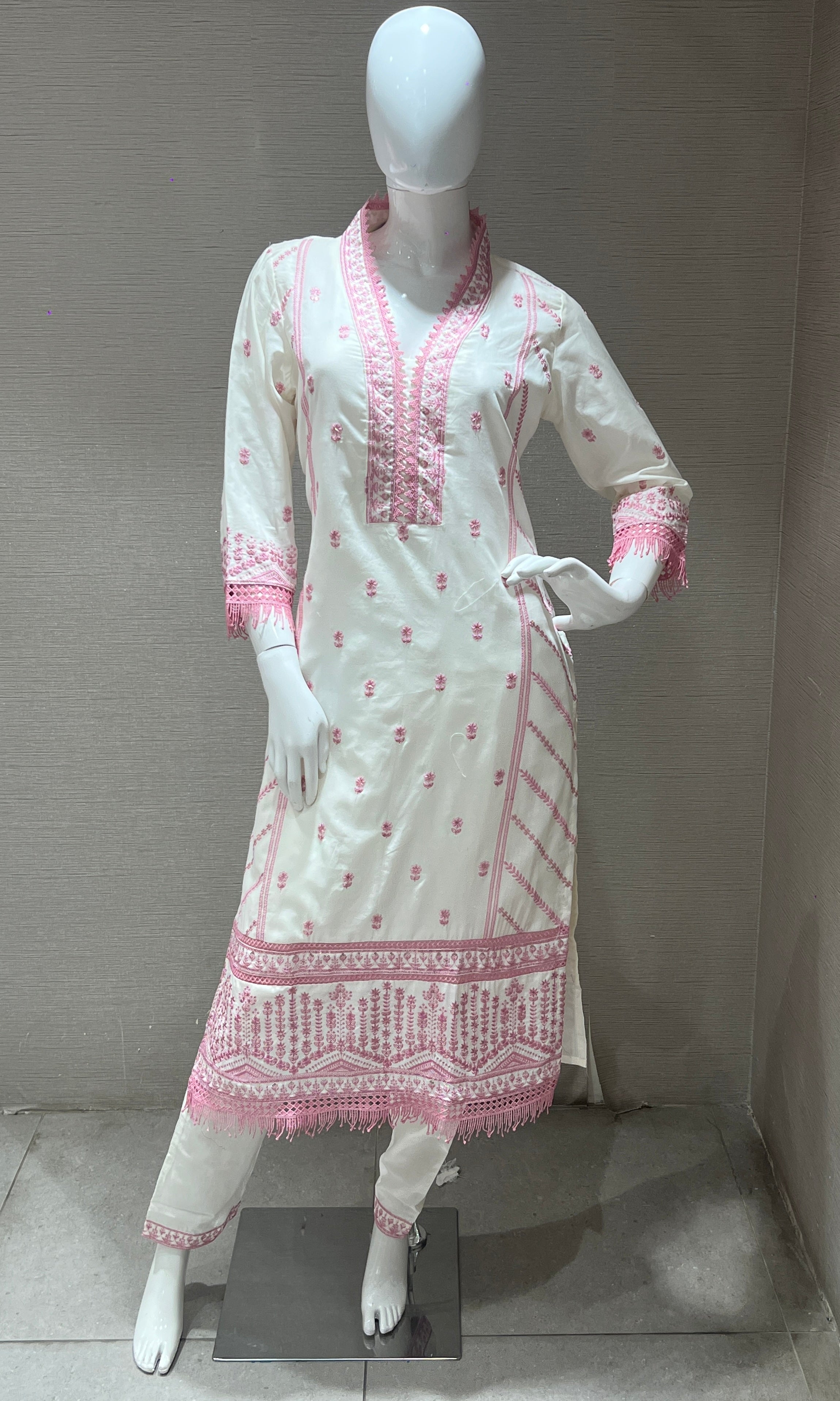 Onion Pink and white Kurta Set