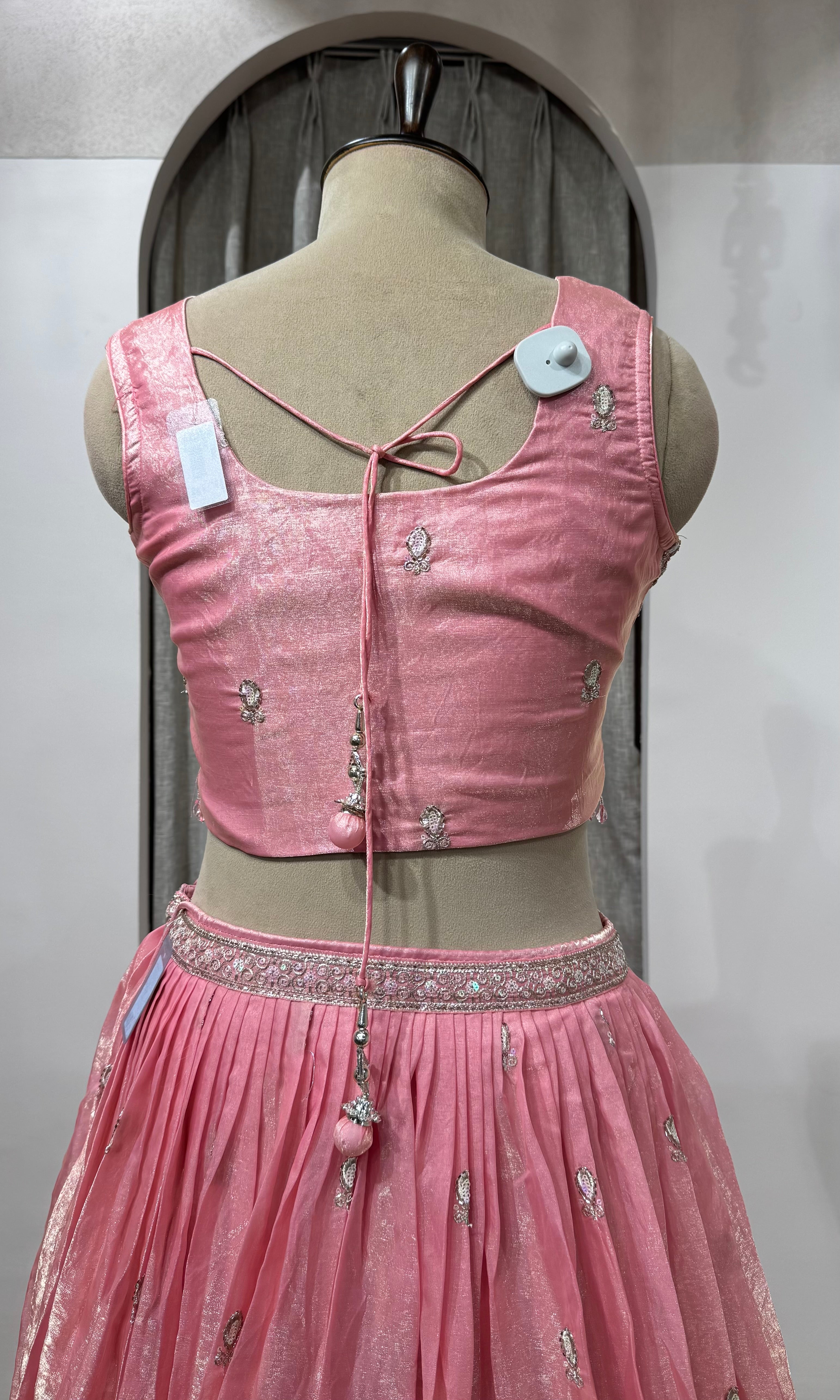 Baby Pink Sequins Embroidered Lehenga Choli