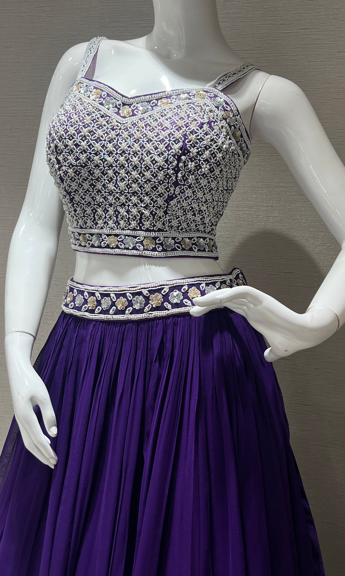 purple Lehenga with Sequin Blouse