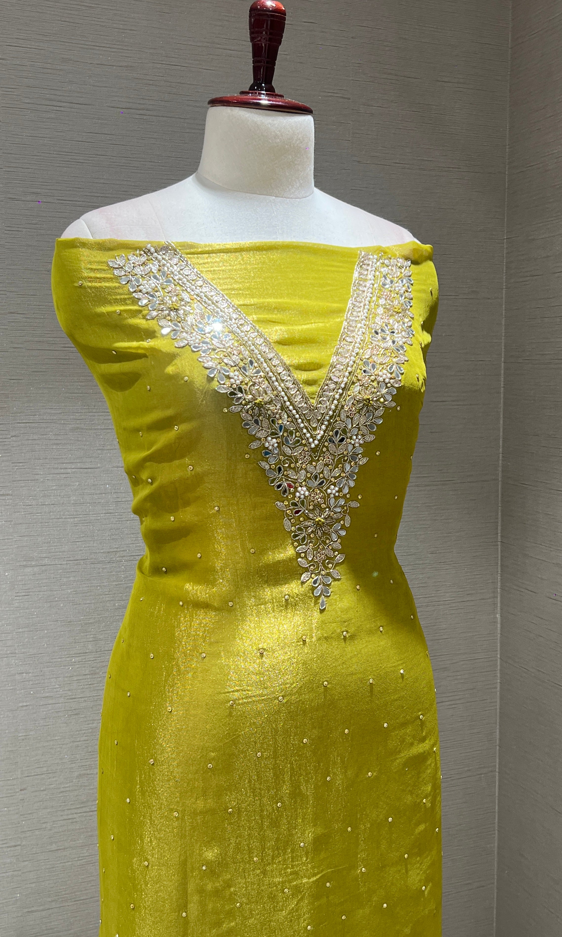 Mehandi Green Party Wear Dress Material