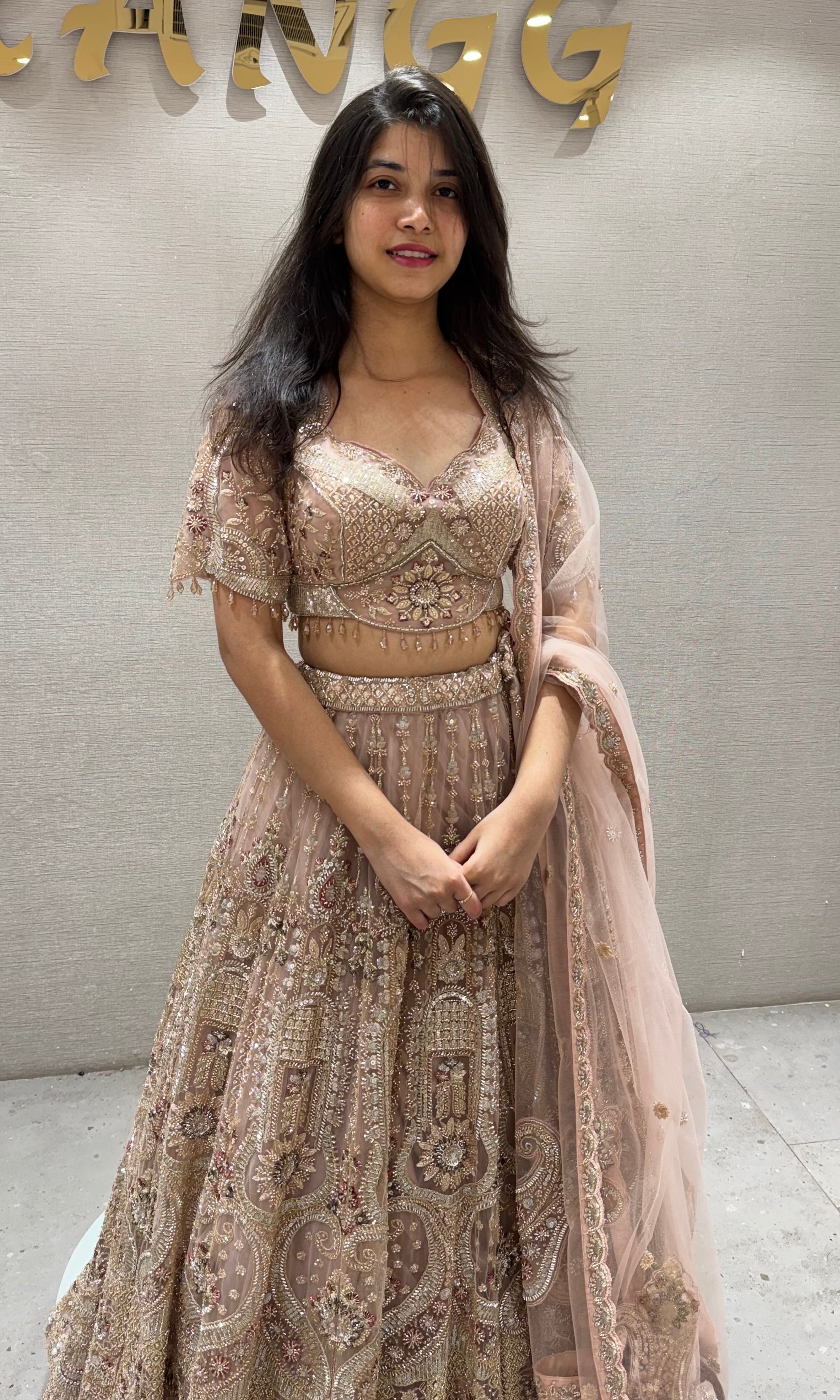 Peach INTRICATE EMBROIDERED LEHENGA