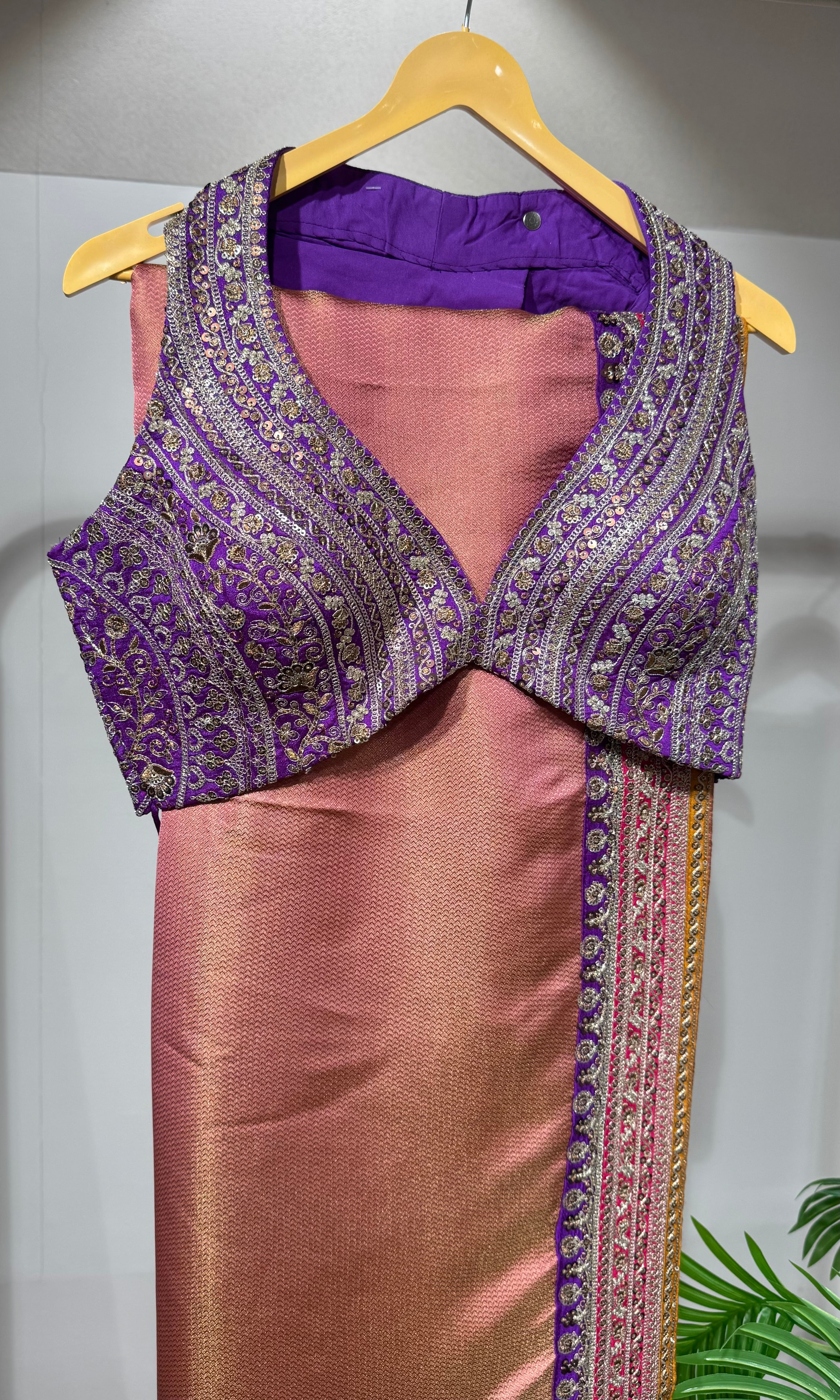 Peach saree with blouse