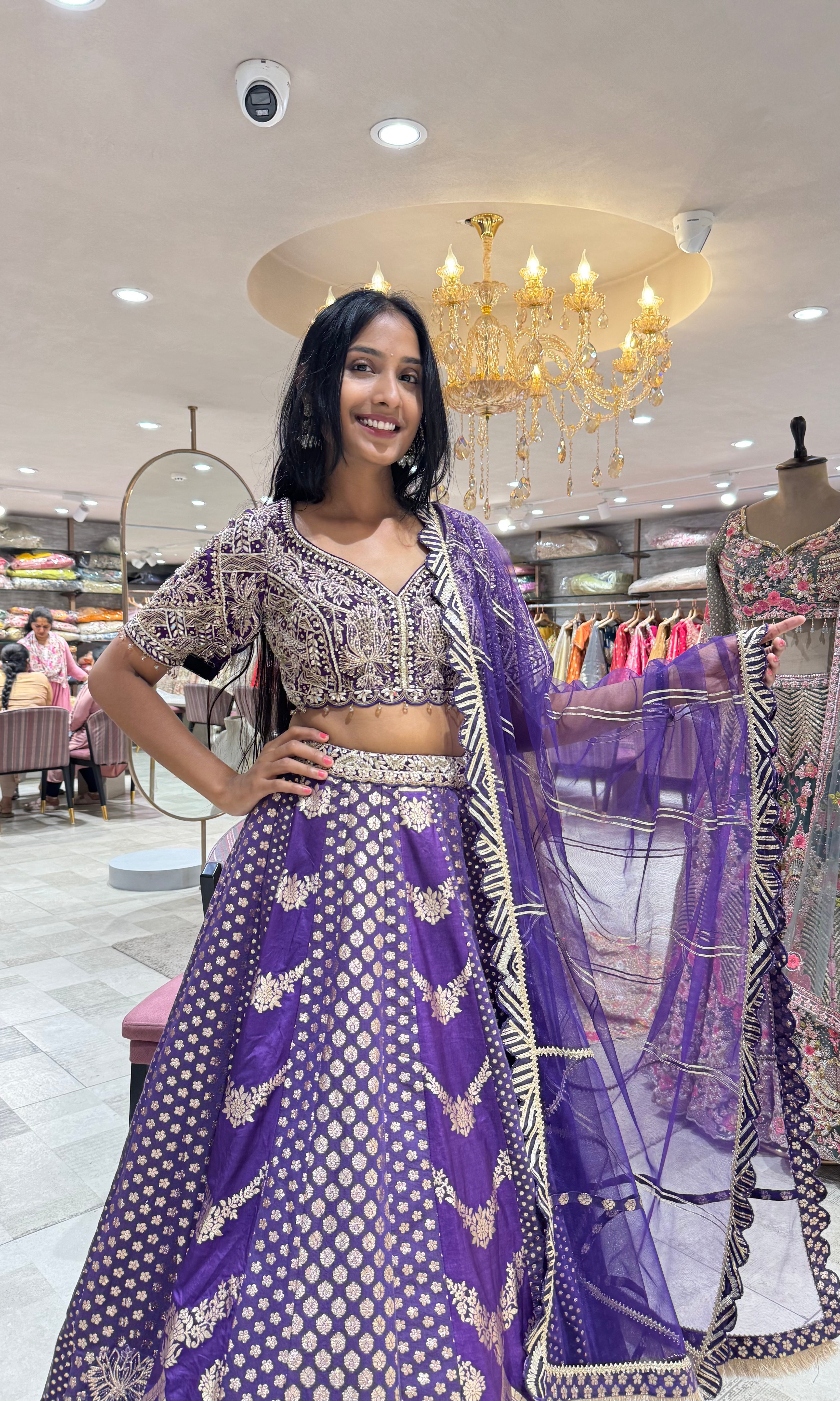 PURPLE GLODEN EMBROIDERED LEHENGA