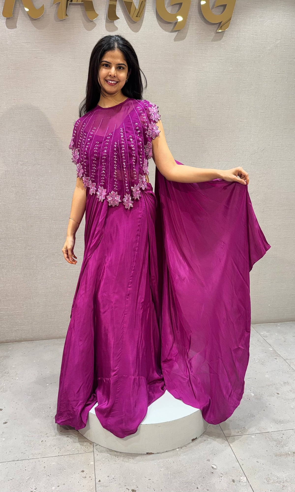 Purple Shimmer Floral Embroidered Lehenga