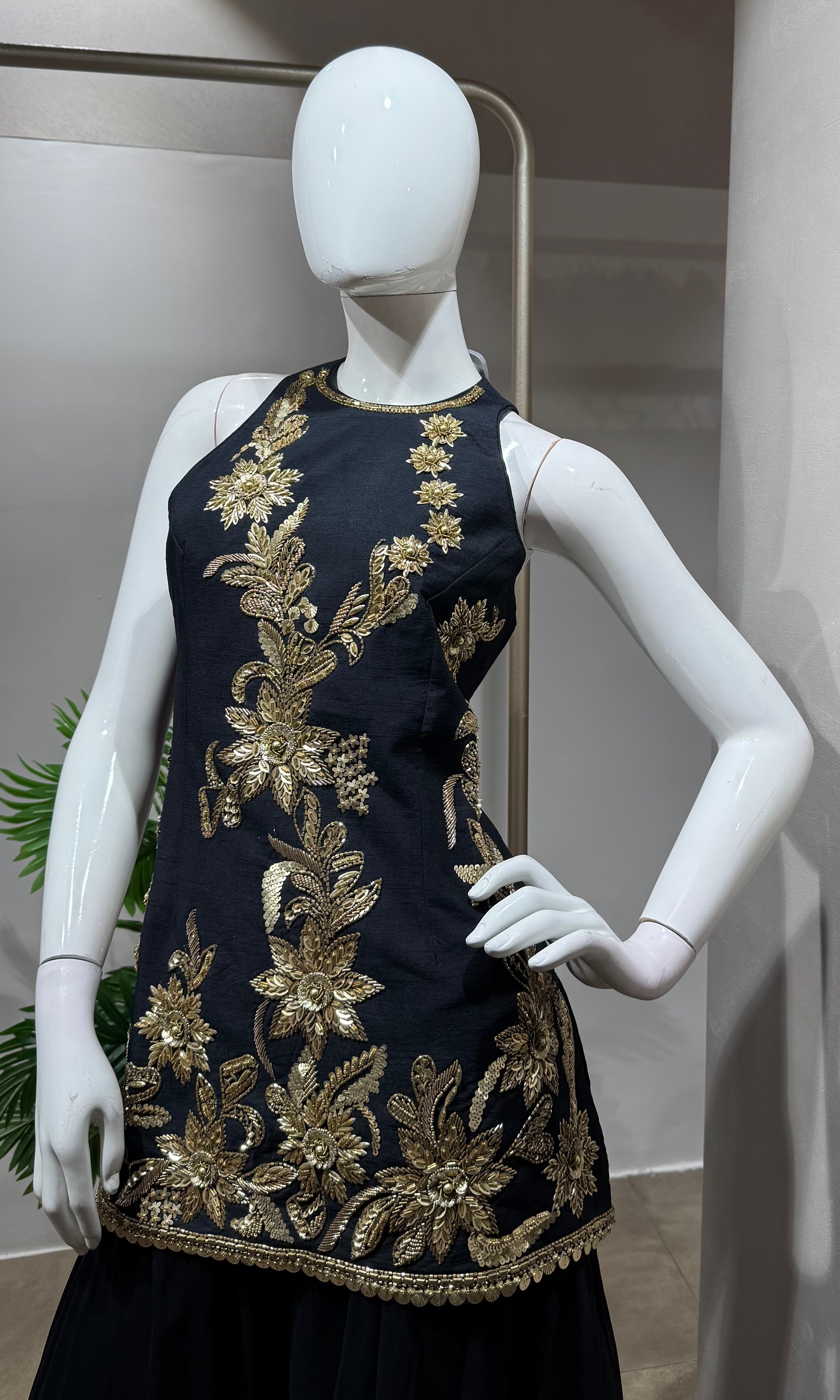 Royal Black floral printed Sharara set
