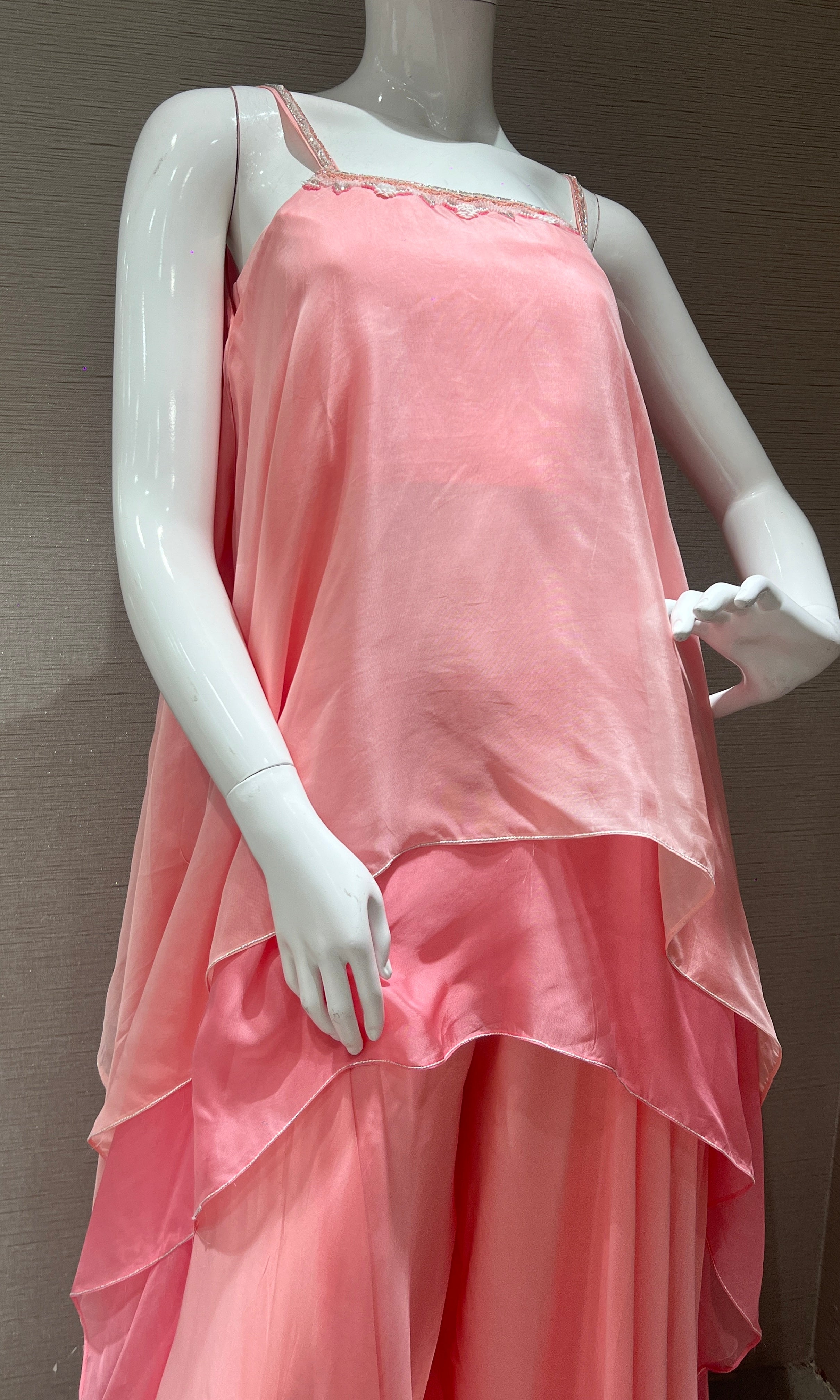 Peachy pink Indo western palazzo set