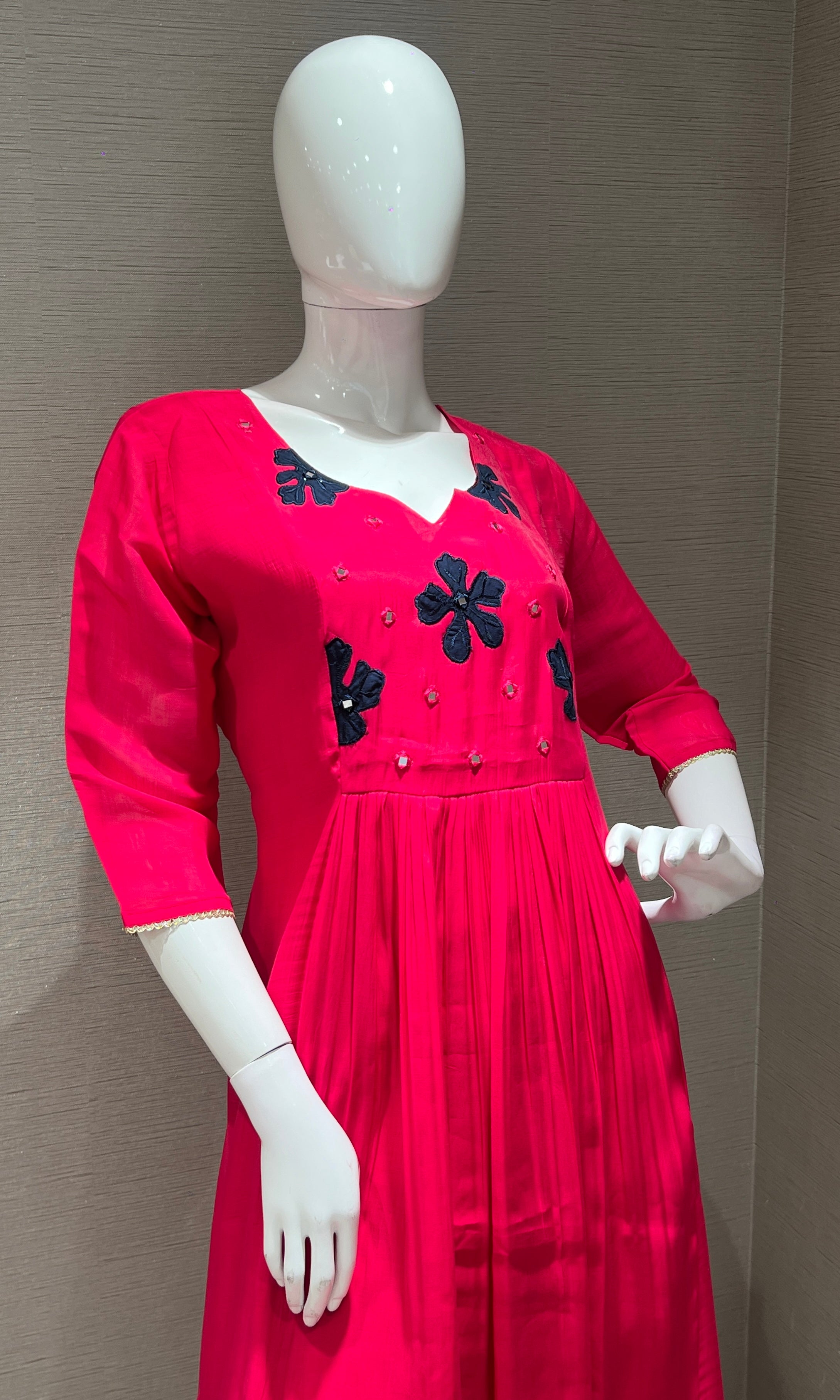 Pink blue floral kurta set