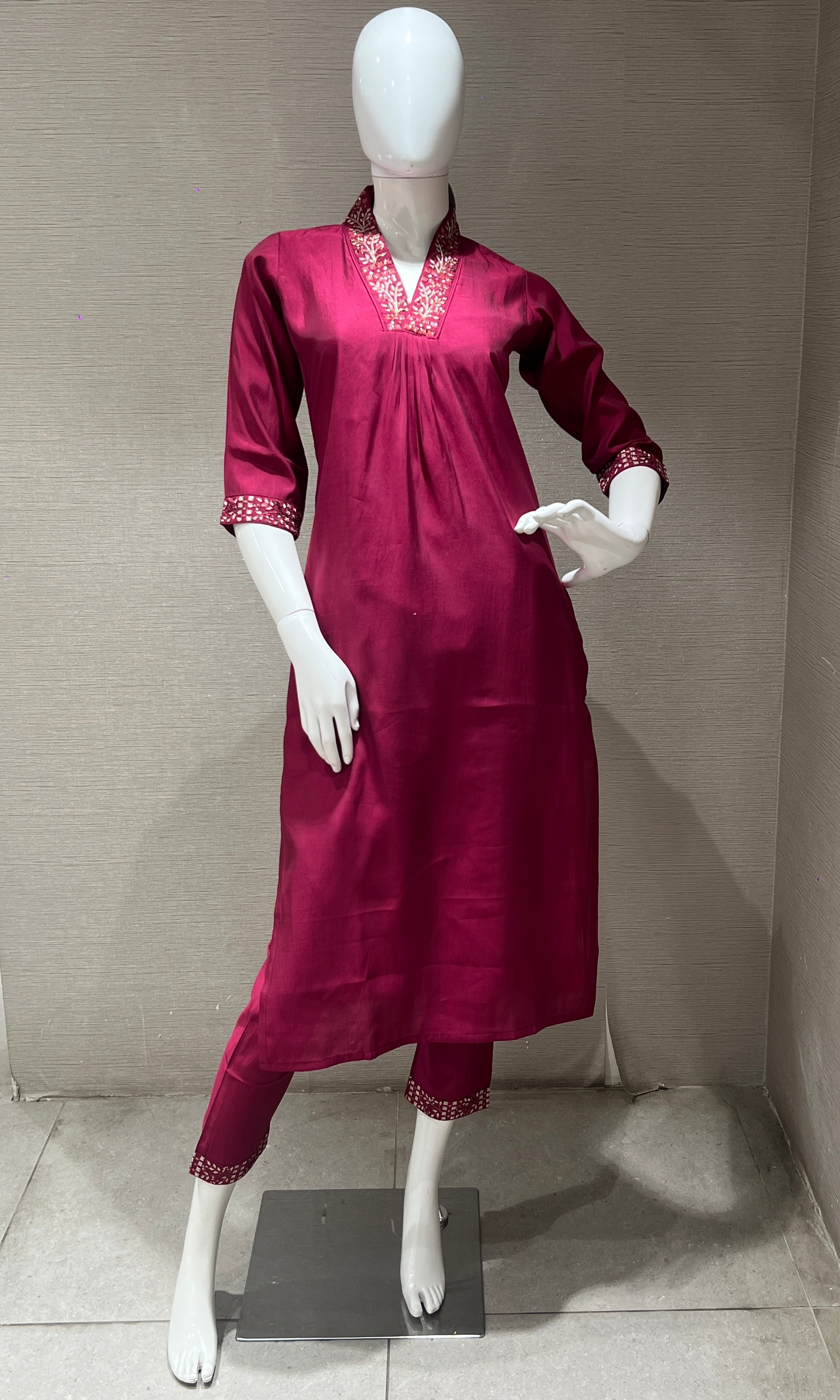Maroon Kurta Set with Banarasi Dupatta