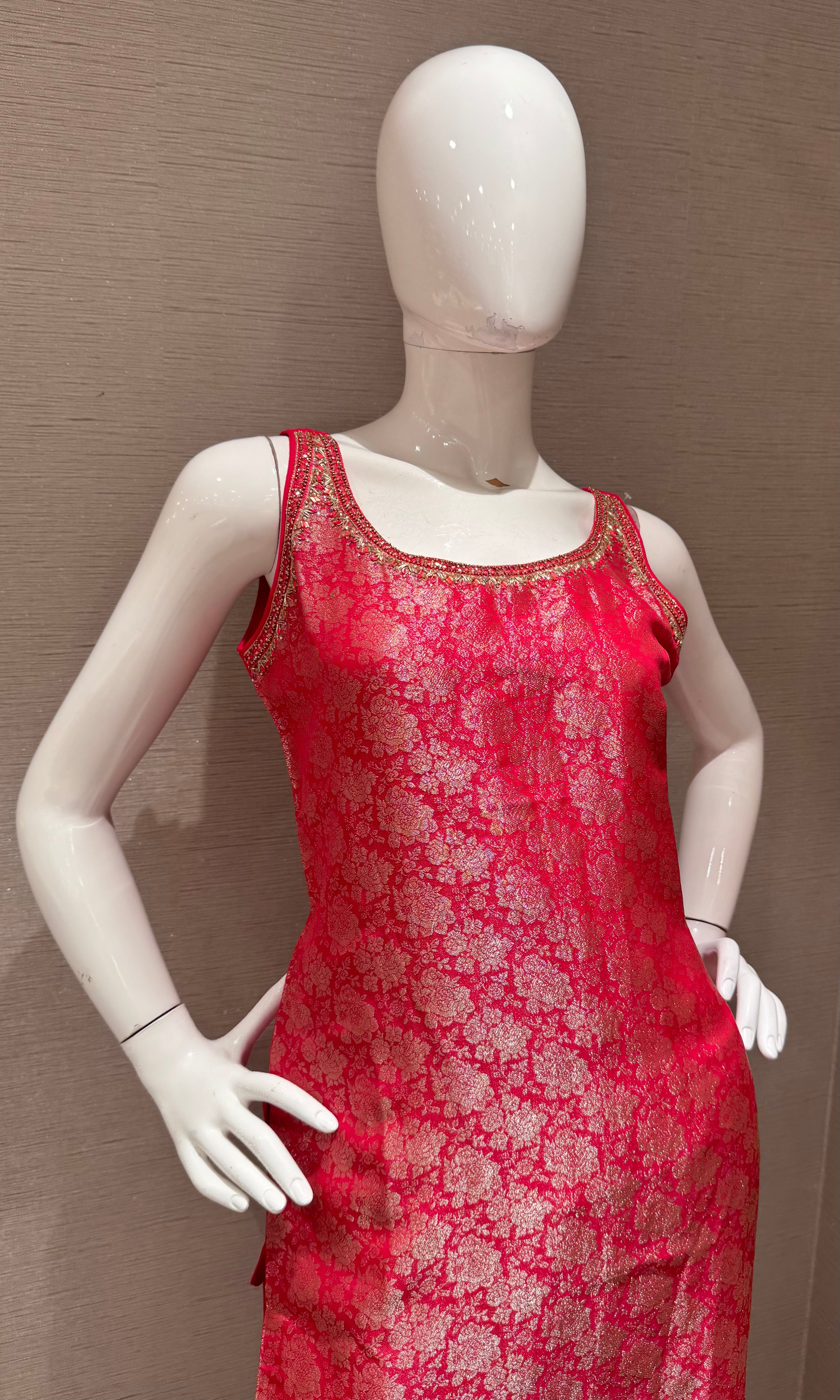 Rani pink banarasi kurta set