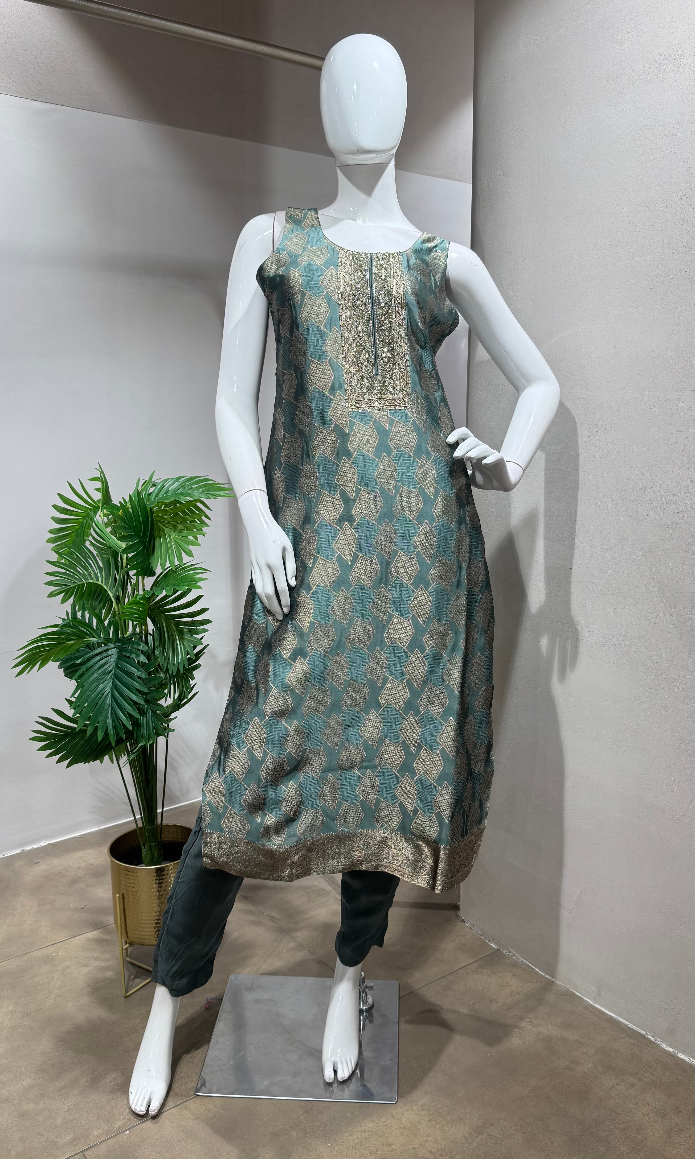 SEA GREEN Embroidered KURTA SET