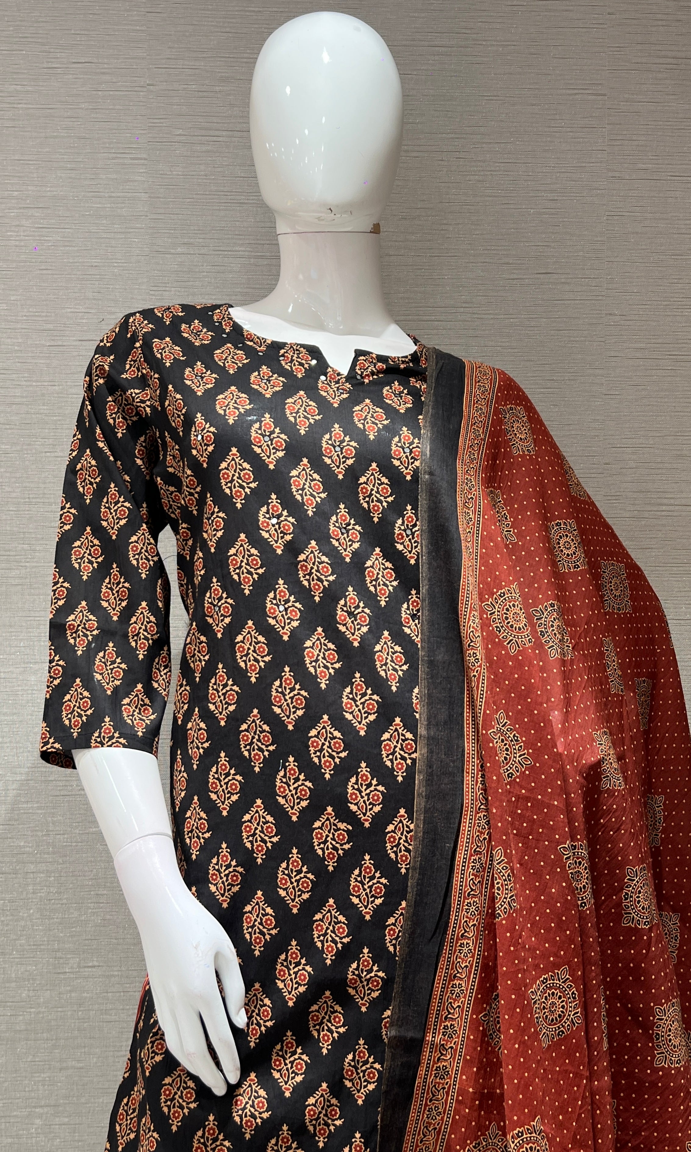 Black PRINTED kurta set